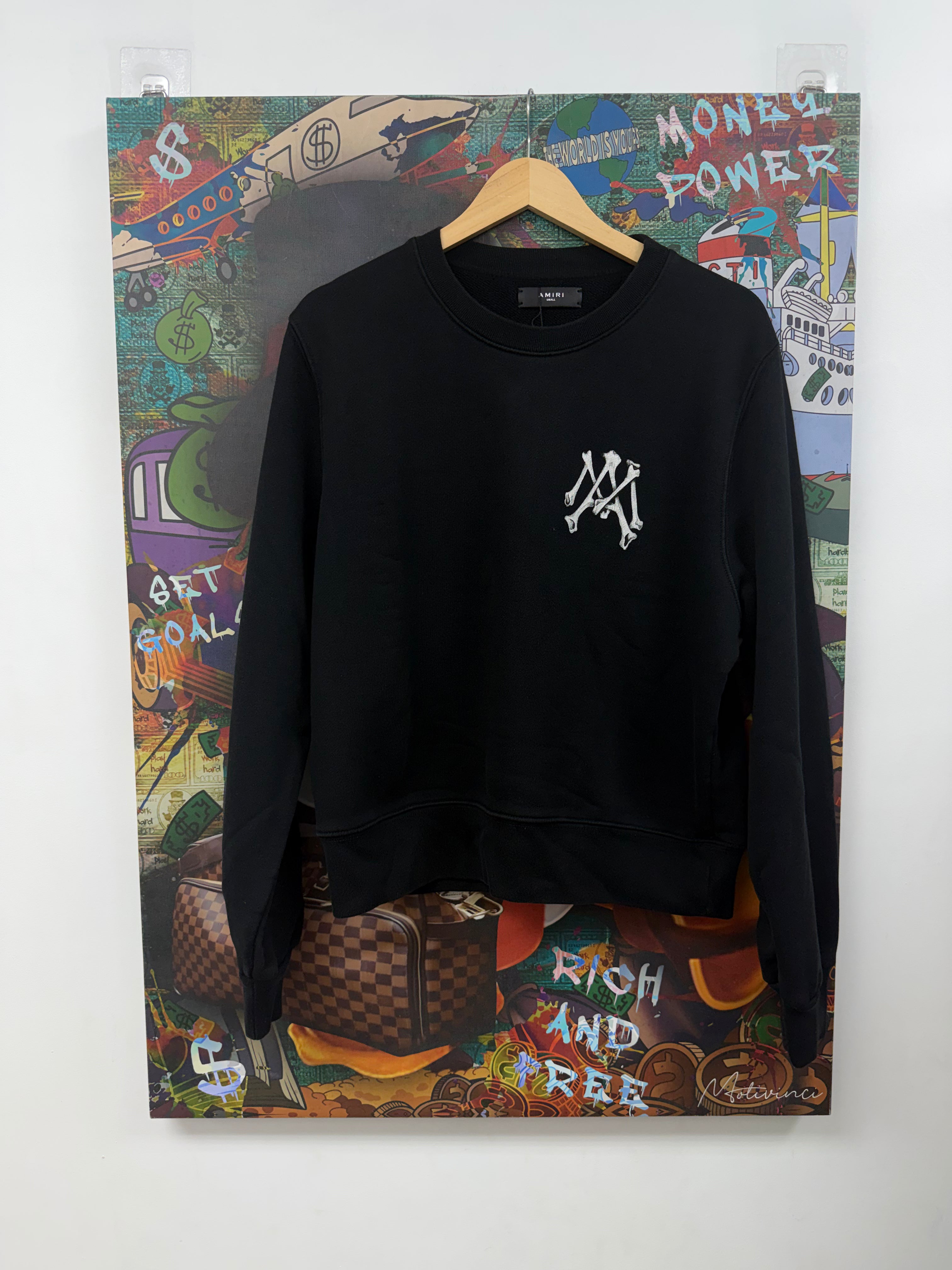Amiri Black MA Bones Crewneck