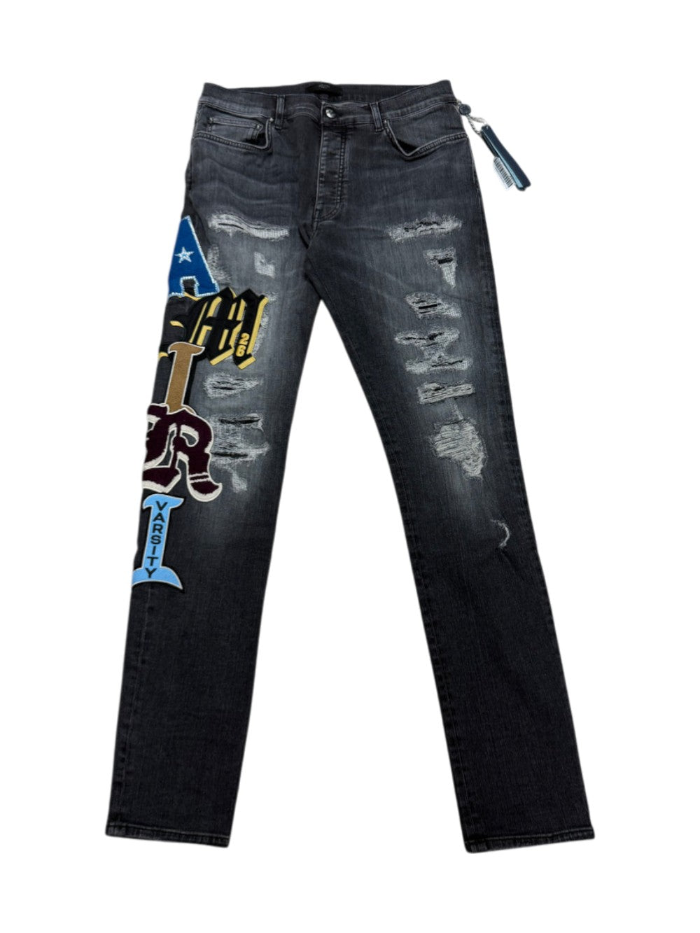 Amiri Sand Varsity Patch Grey & Black Jeans