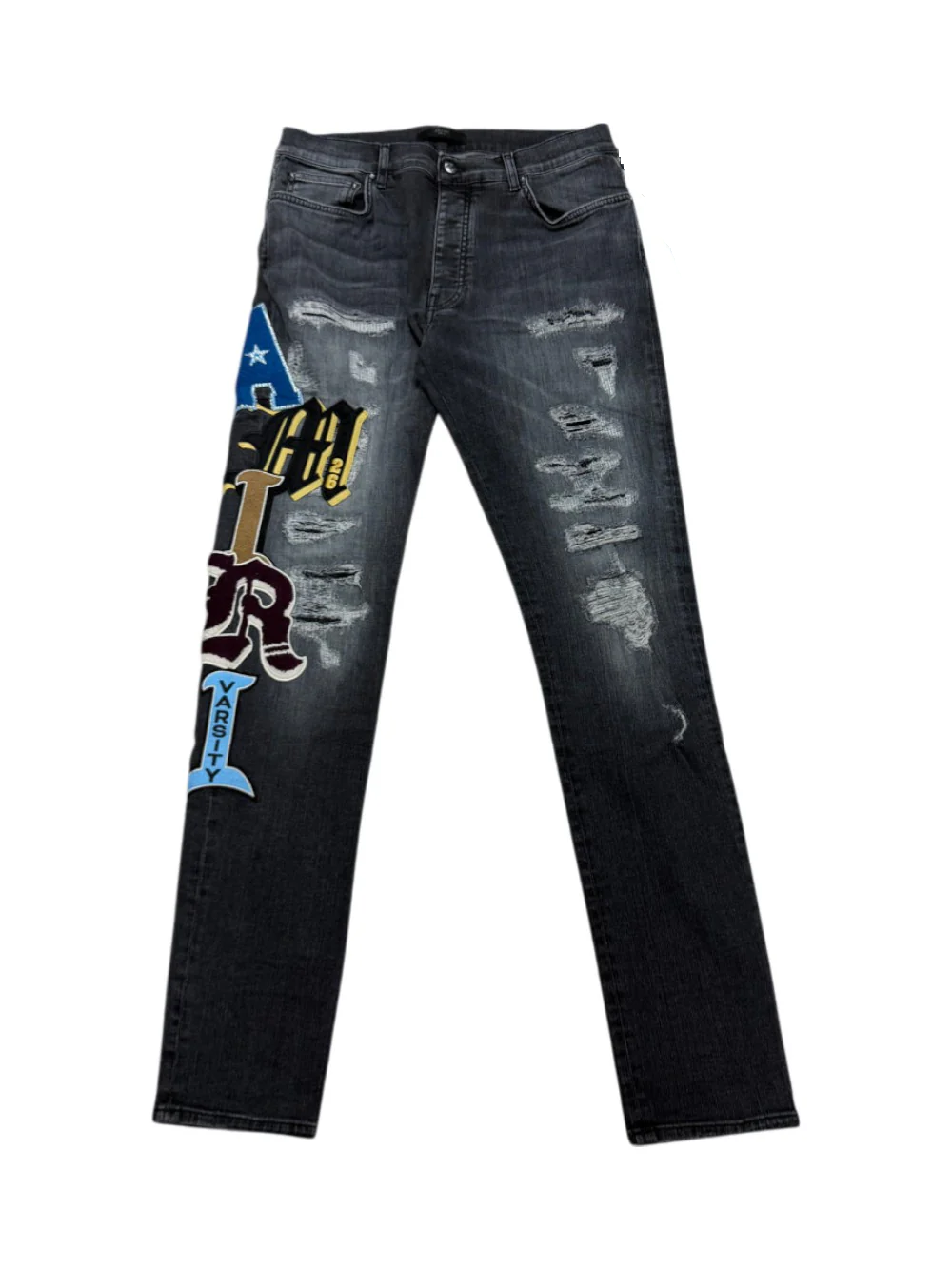 Amiri Sand Varsity Patch Grey & Black Jeans