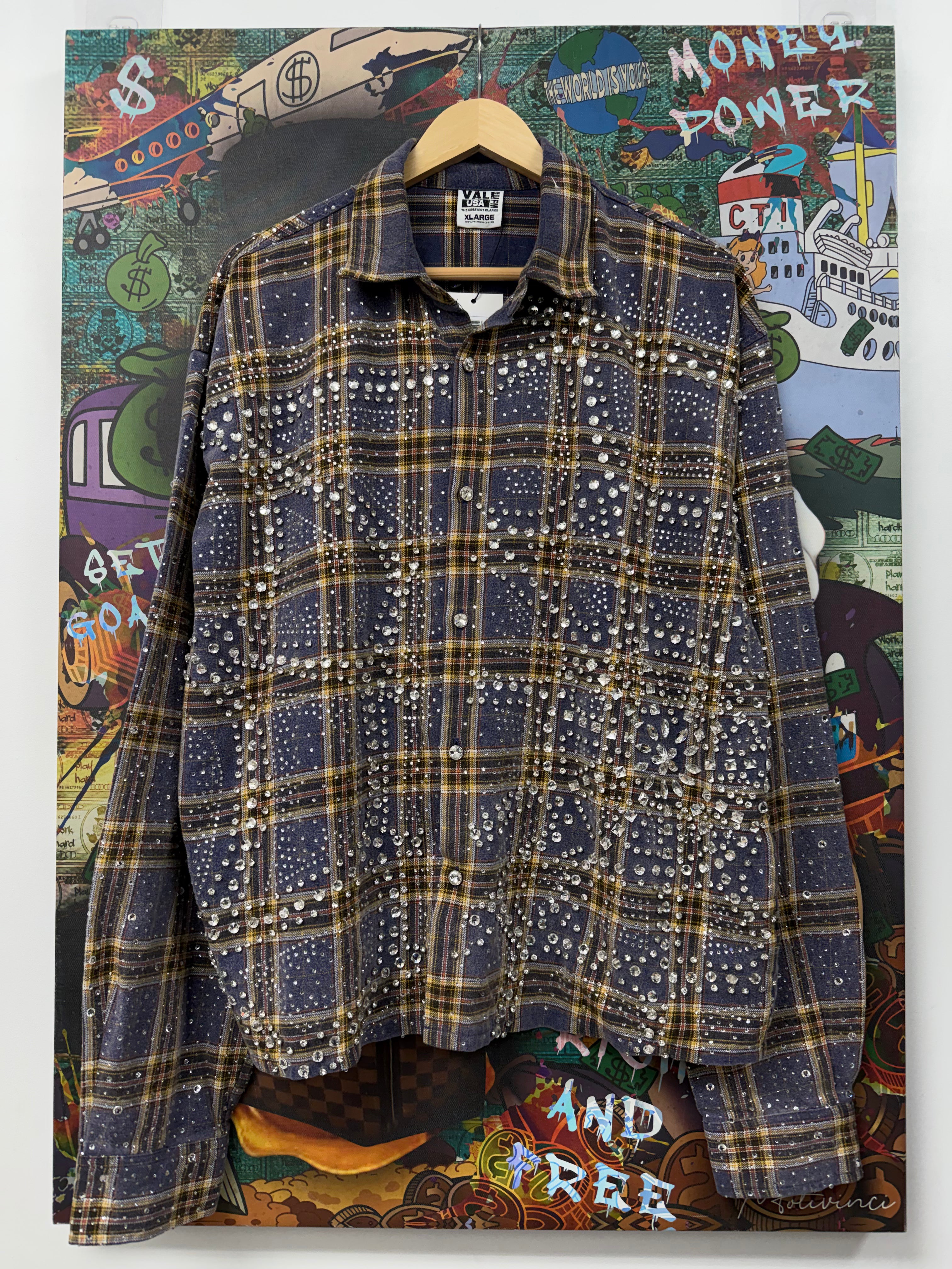 Vale Blue Yellow Web Flannel