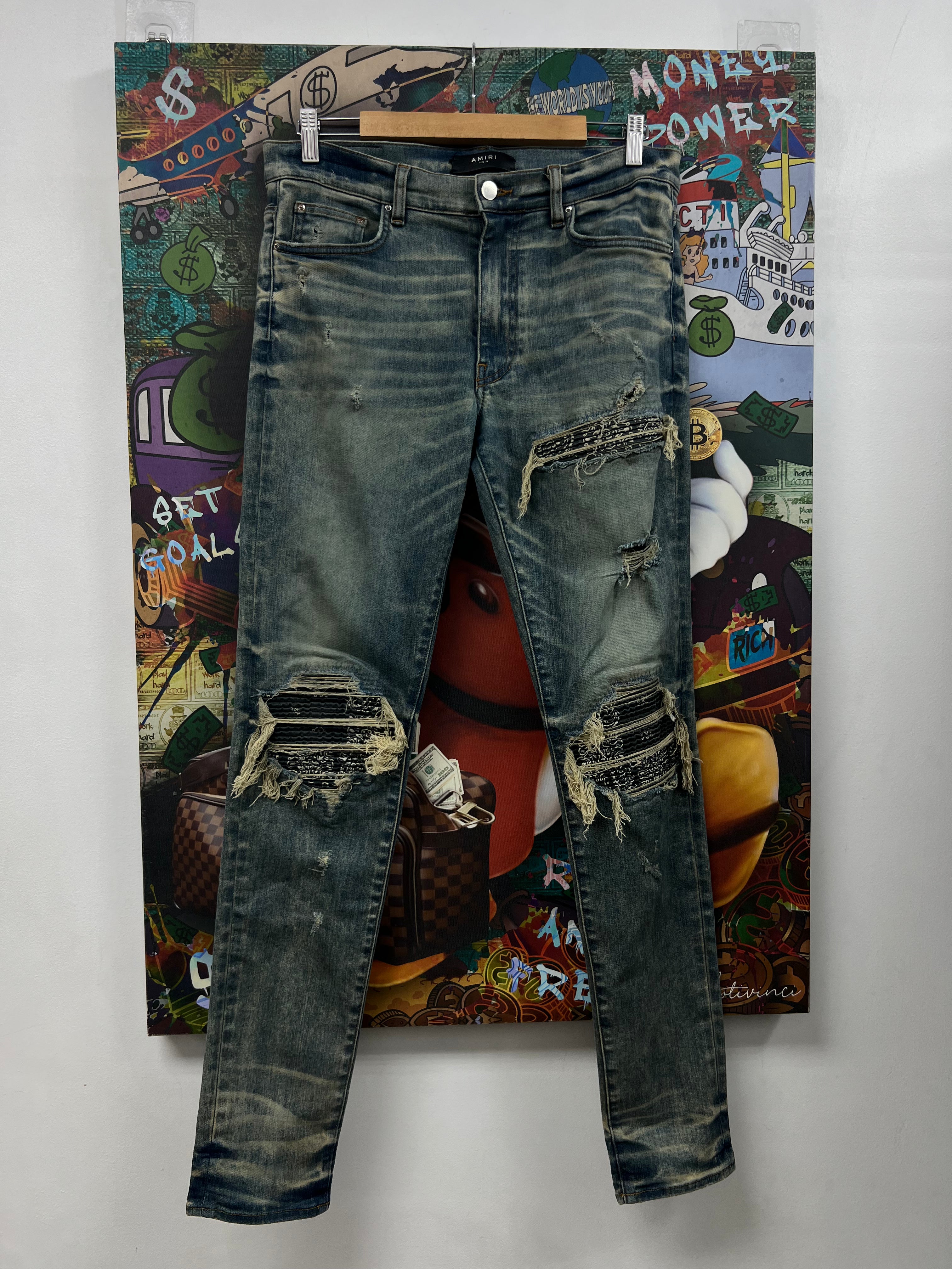 Amiri MX1 Vintage Wash Paisley Patch Jeans