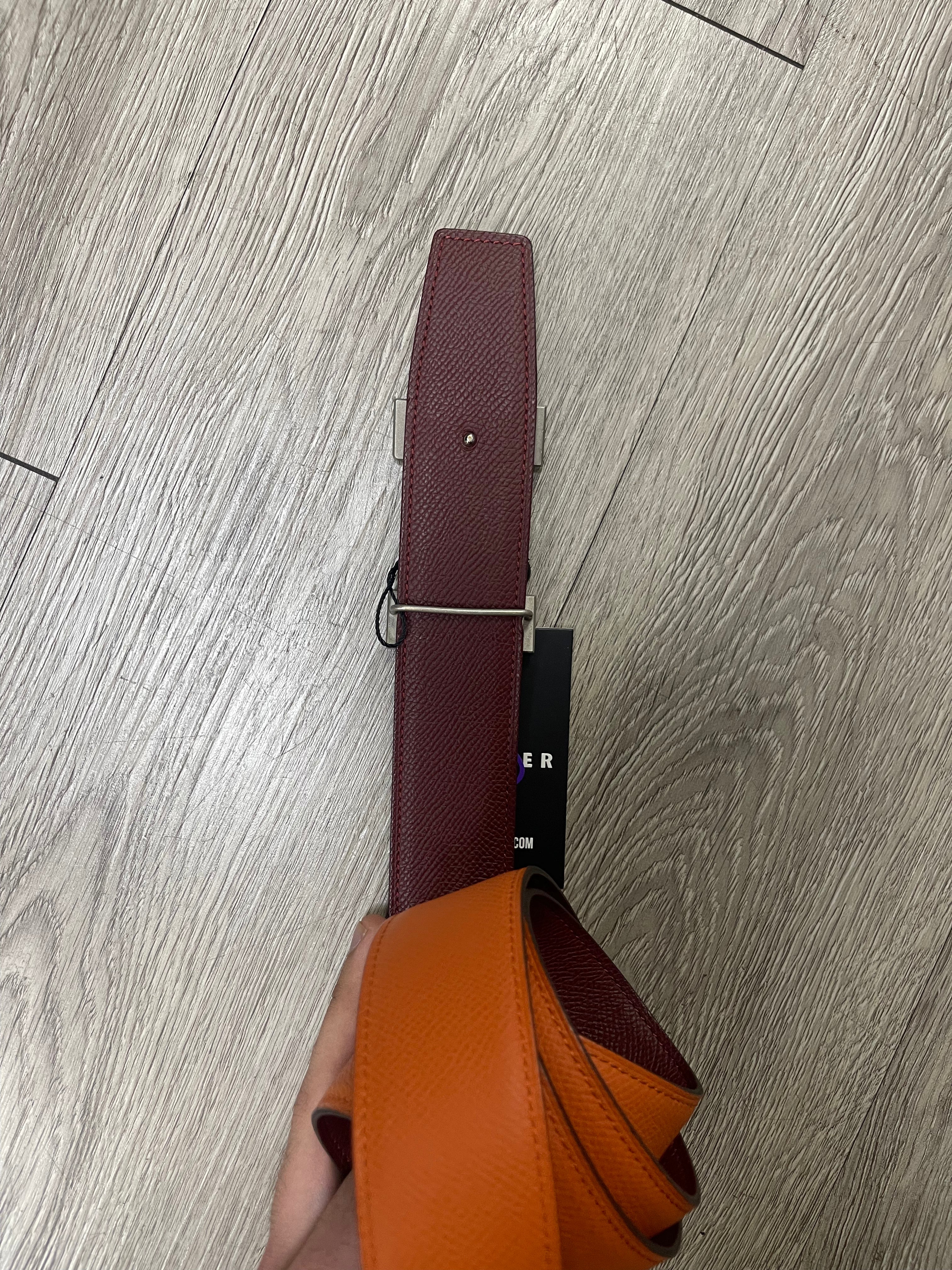 Hermes Orange Brown H Buckle Belt