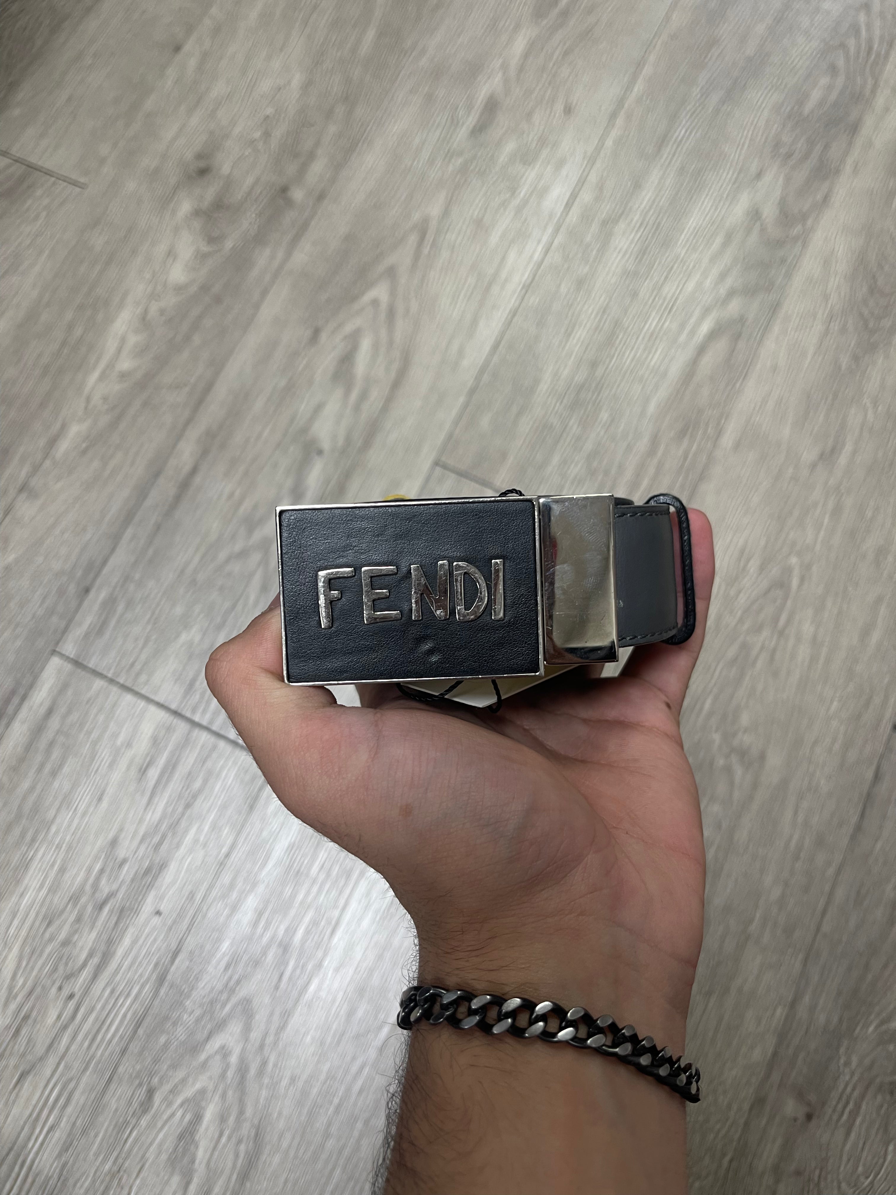 Fendi Black Yellow Spellout Belt