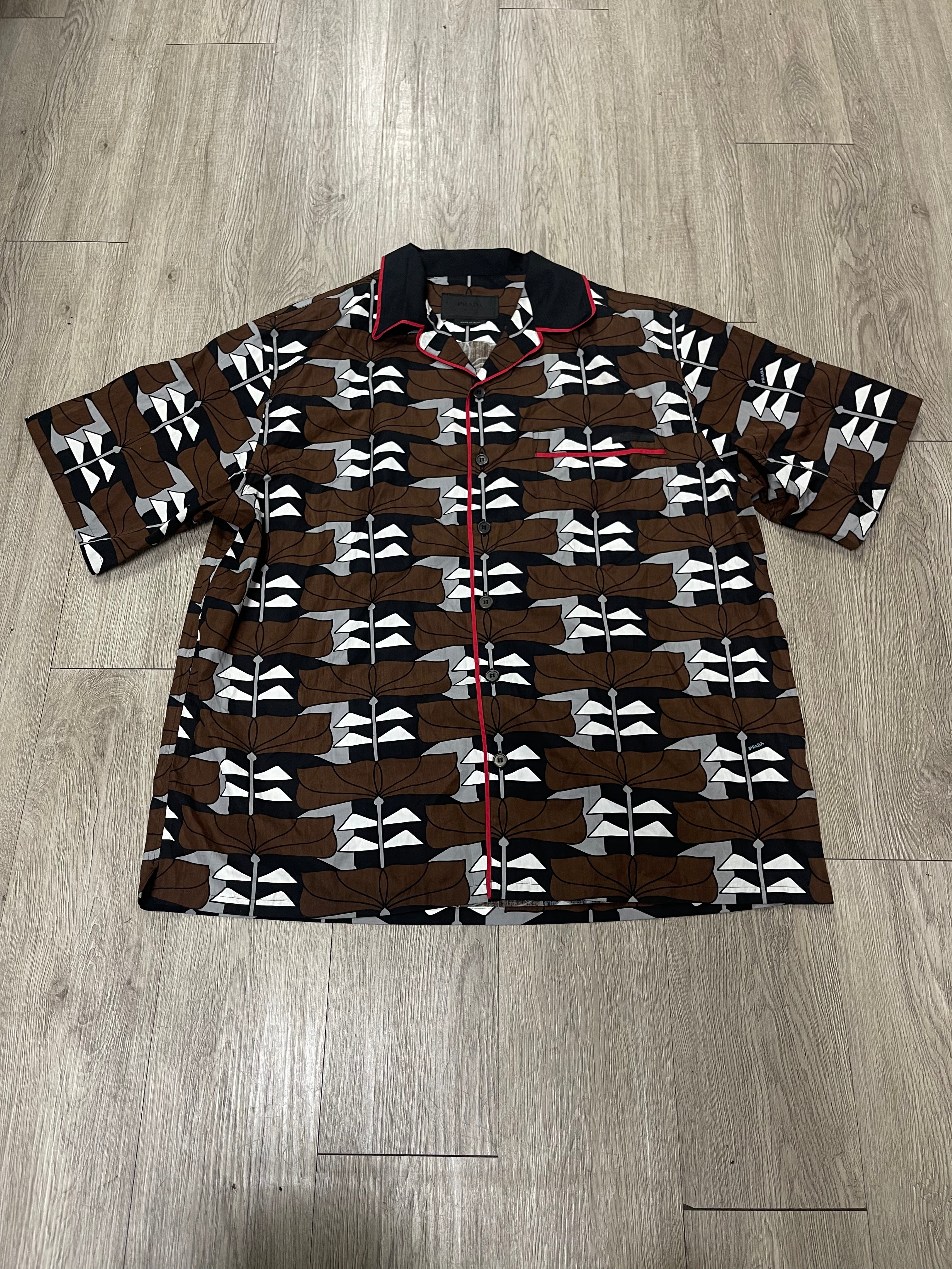 Prada Brown Double Match Button Up