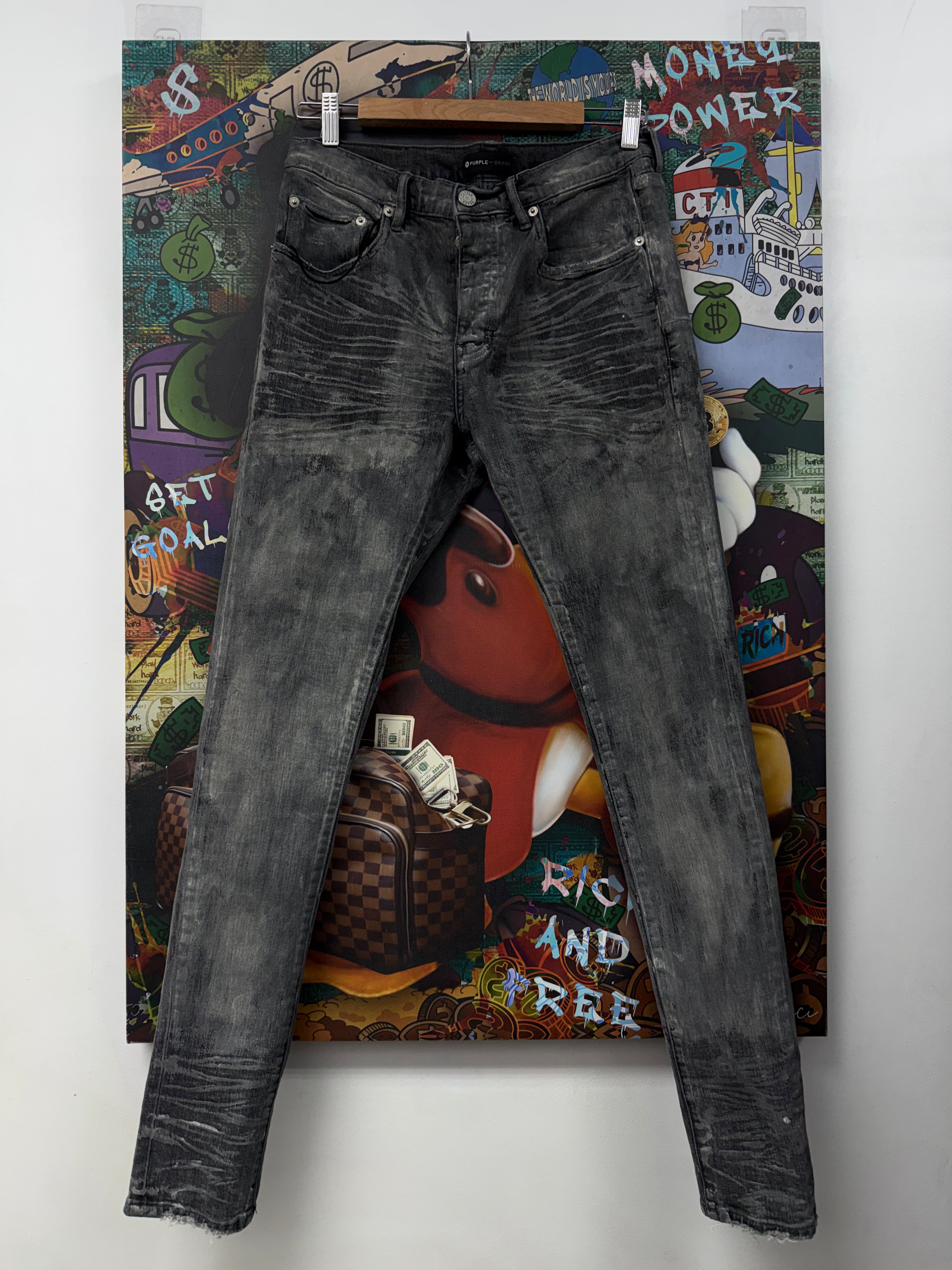 Purple Brand Wax Paint Splatter Denim Jeans