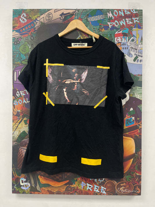Off White Tee Black Yellow Used Small