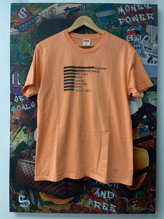 Supreme Peach Tee Multi Writing Used