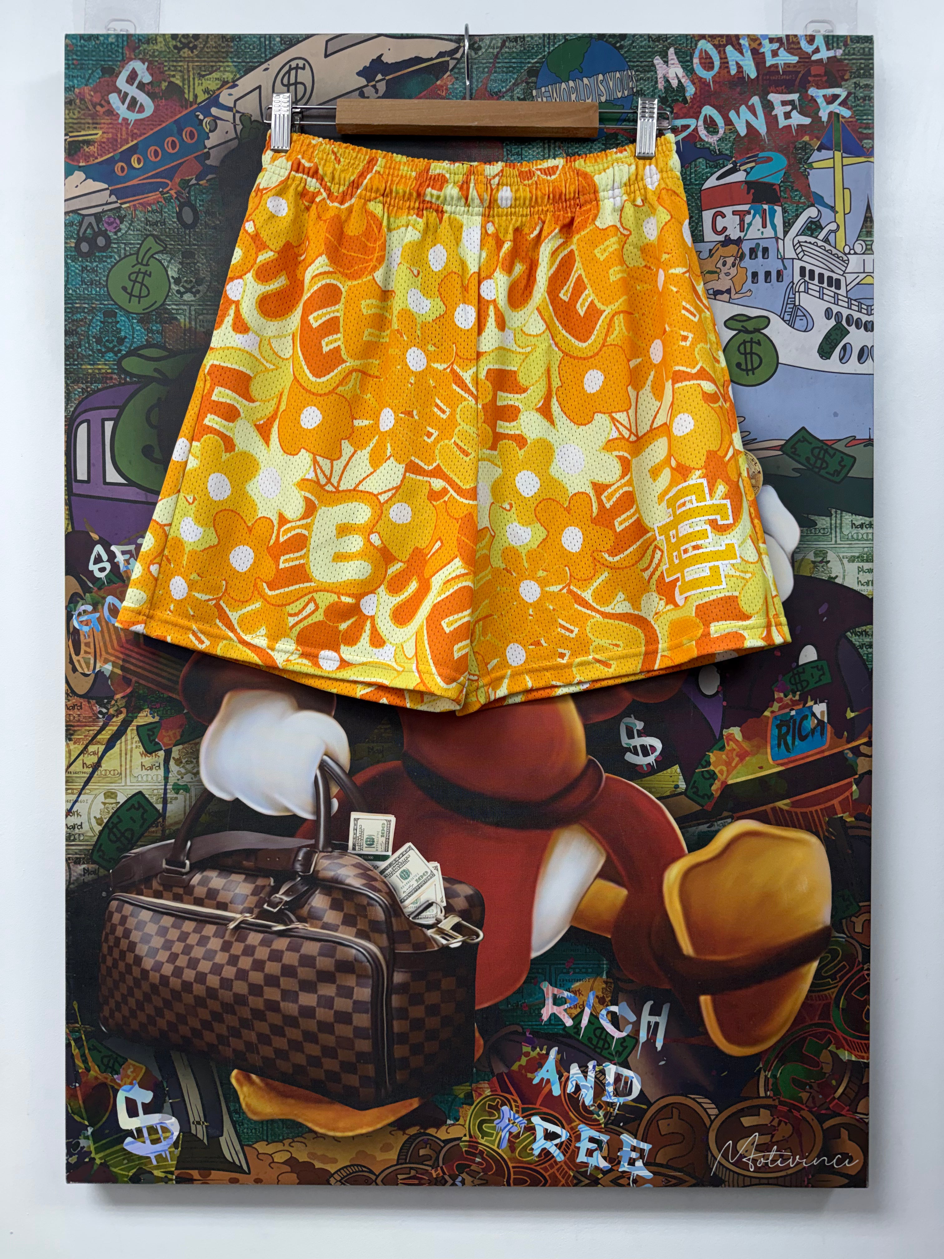Eric Emanuel Yellow Orange EE Logo Shorts
