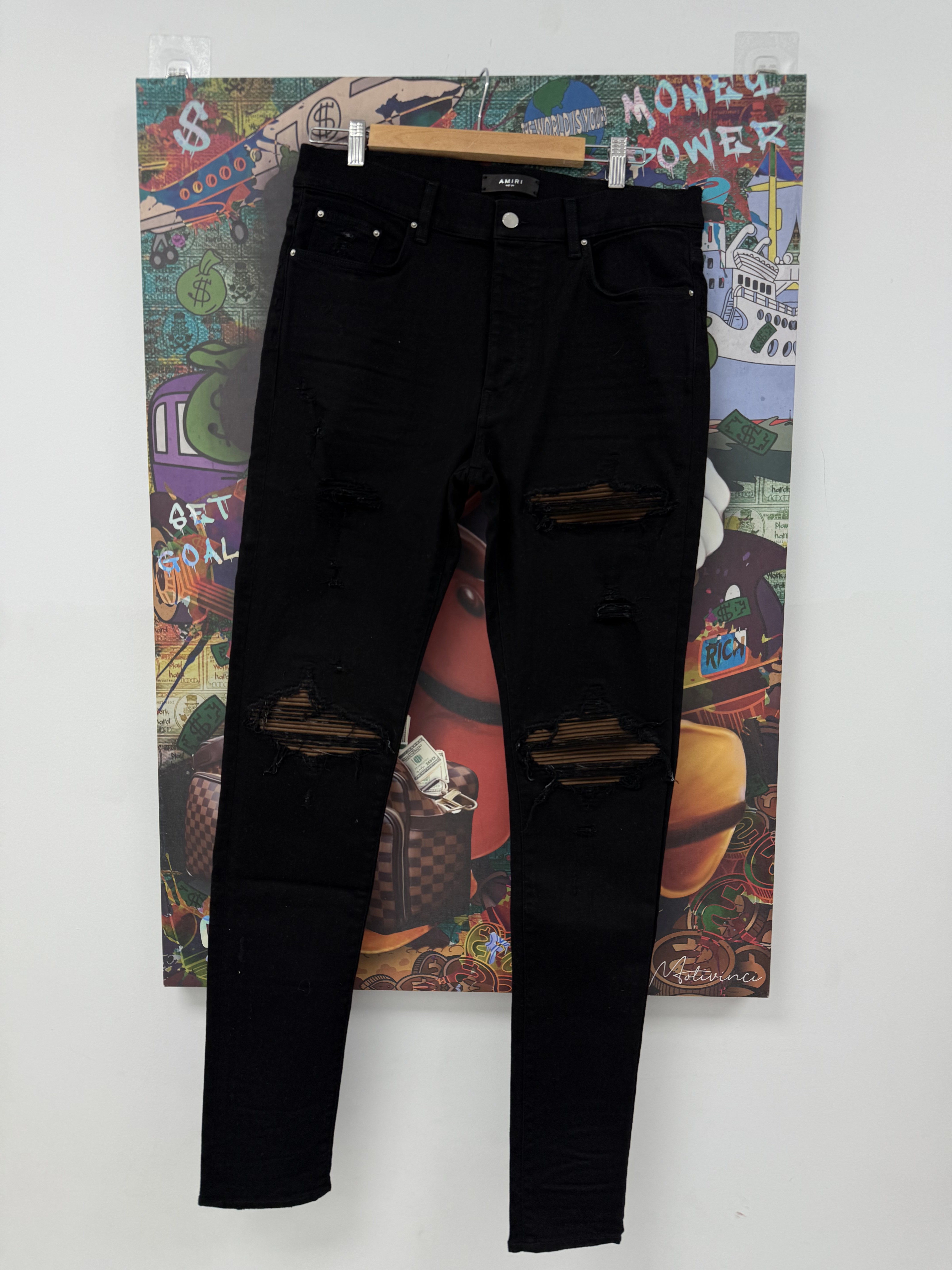 Amiri MX1 "Black & Brown" Patch Black Jeans