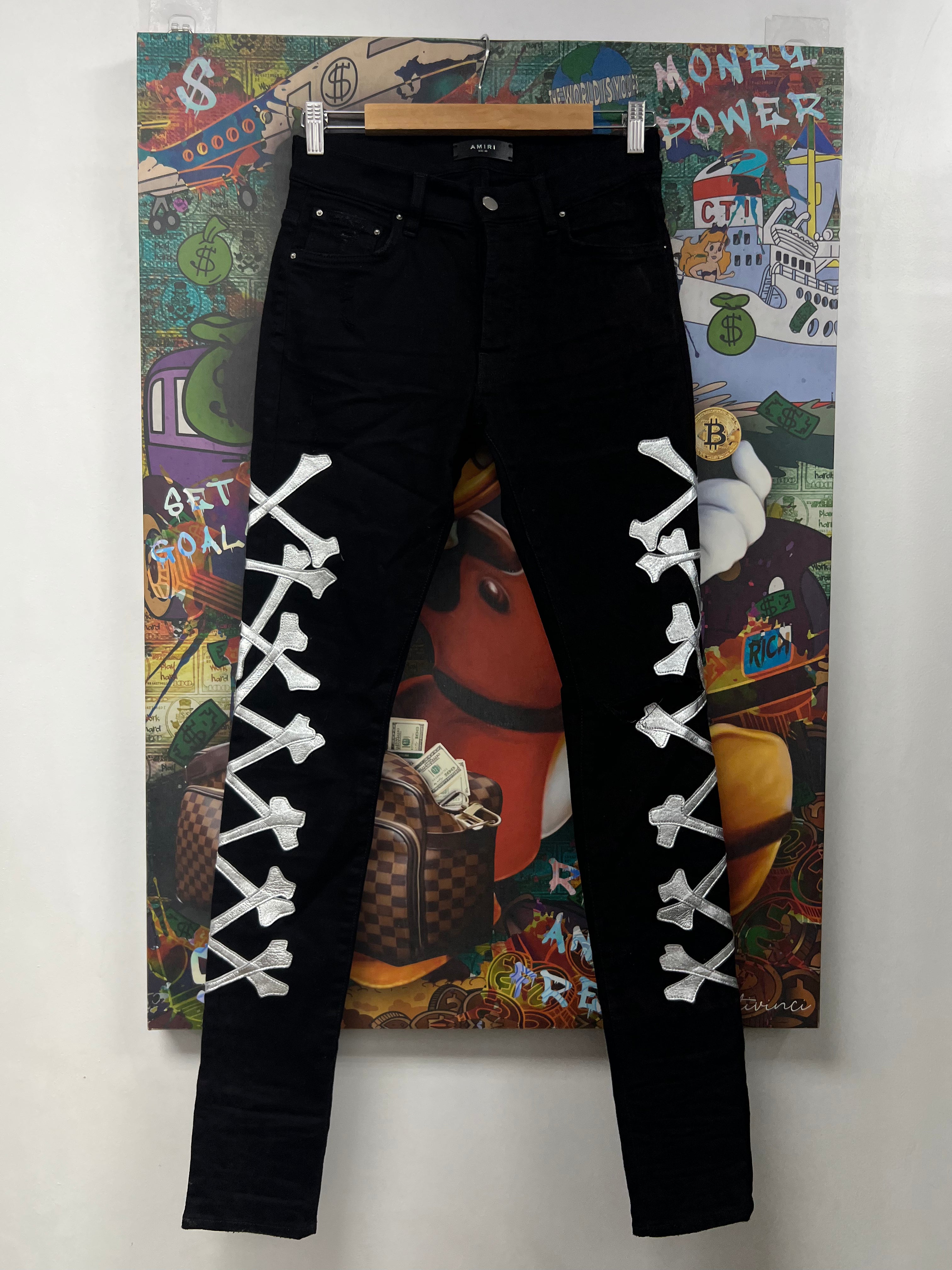 Amiri Black Silver Bones Jeans