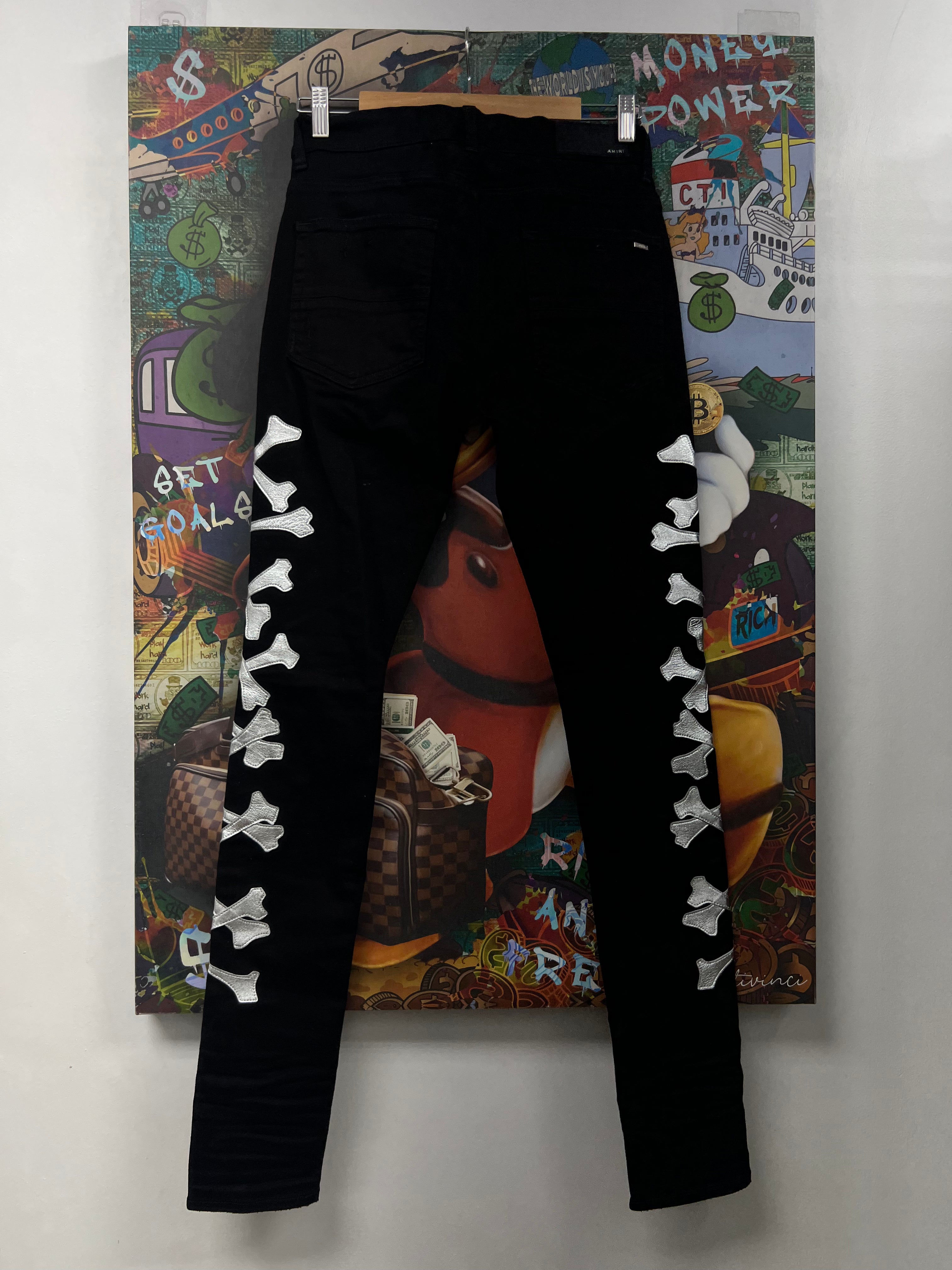 Amiri Black Silver Bones Jeans