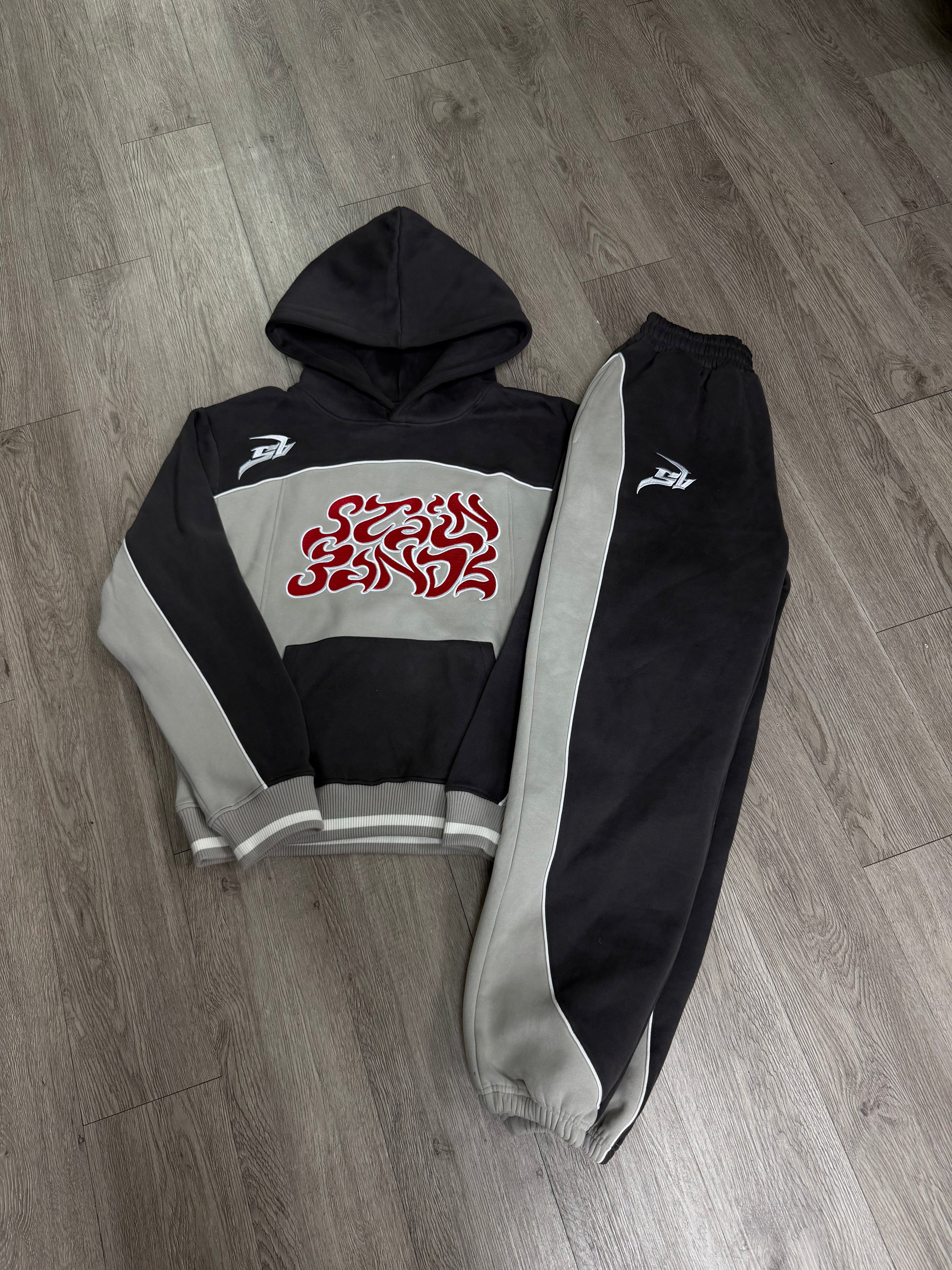 SB Studios Grey Black Red Sweatsuit