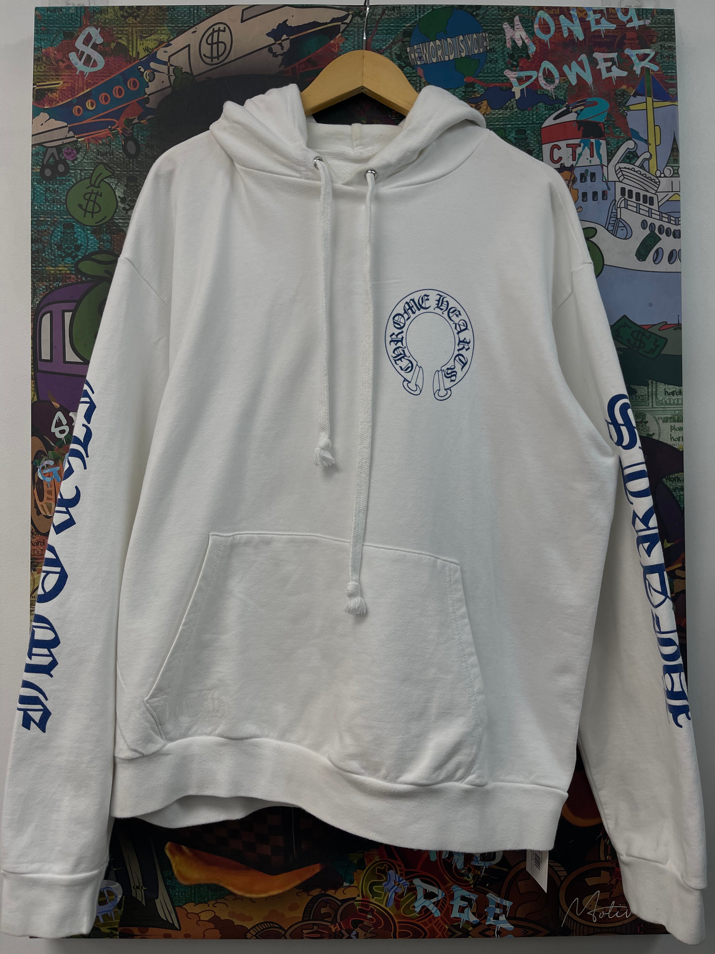 Chrome Hearts White Navy Triple Cross Hoodie