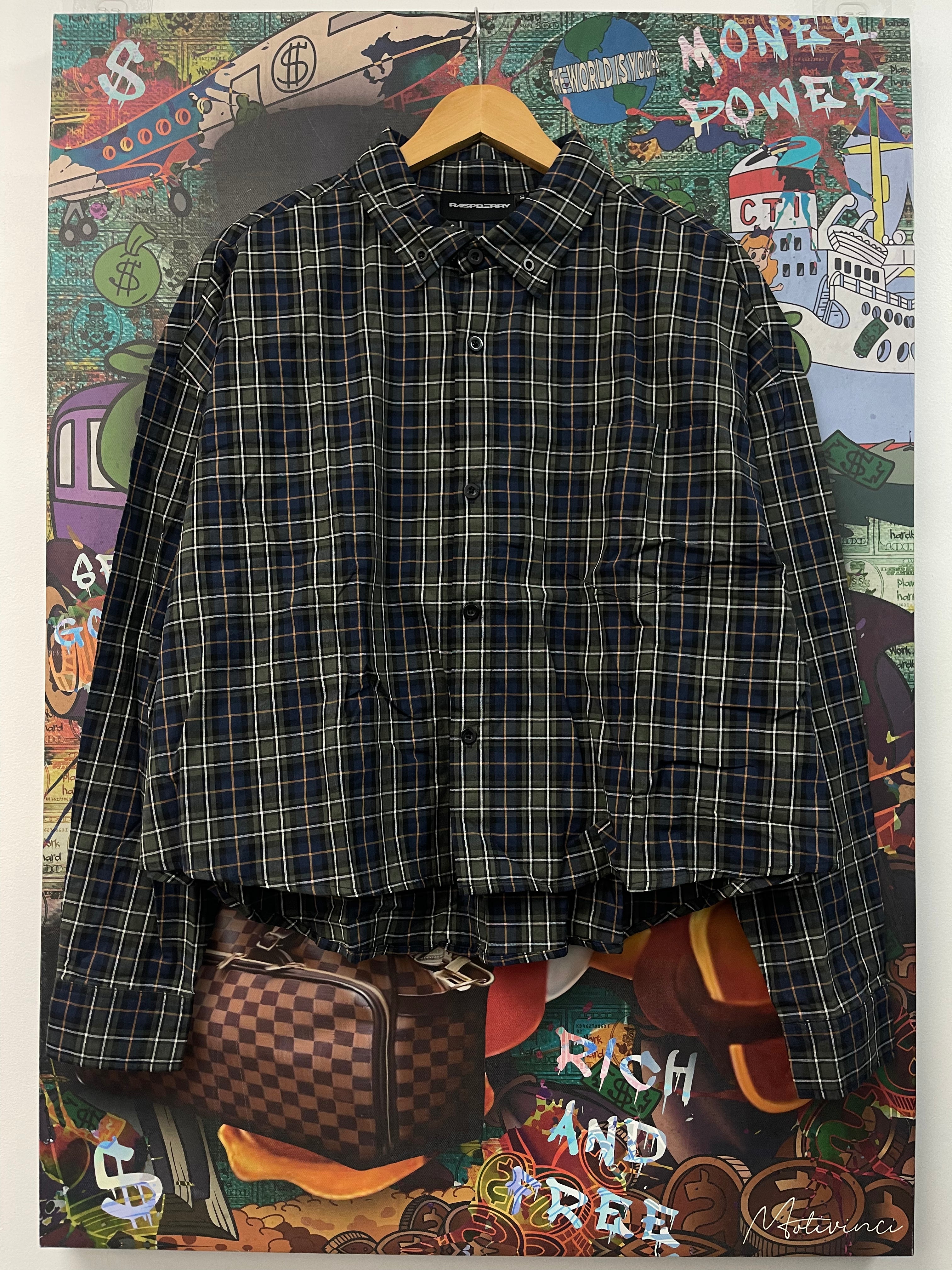 Rasberry Hills Olive black Blue Flannel