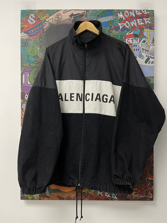 Balenciaga Denim Nylon Track Jacket Black White (38) Used