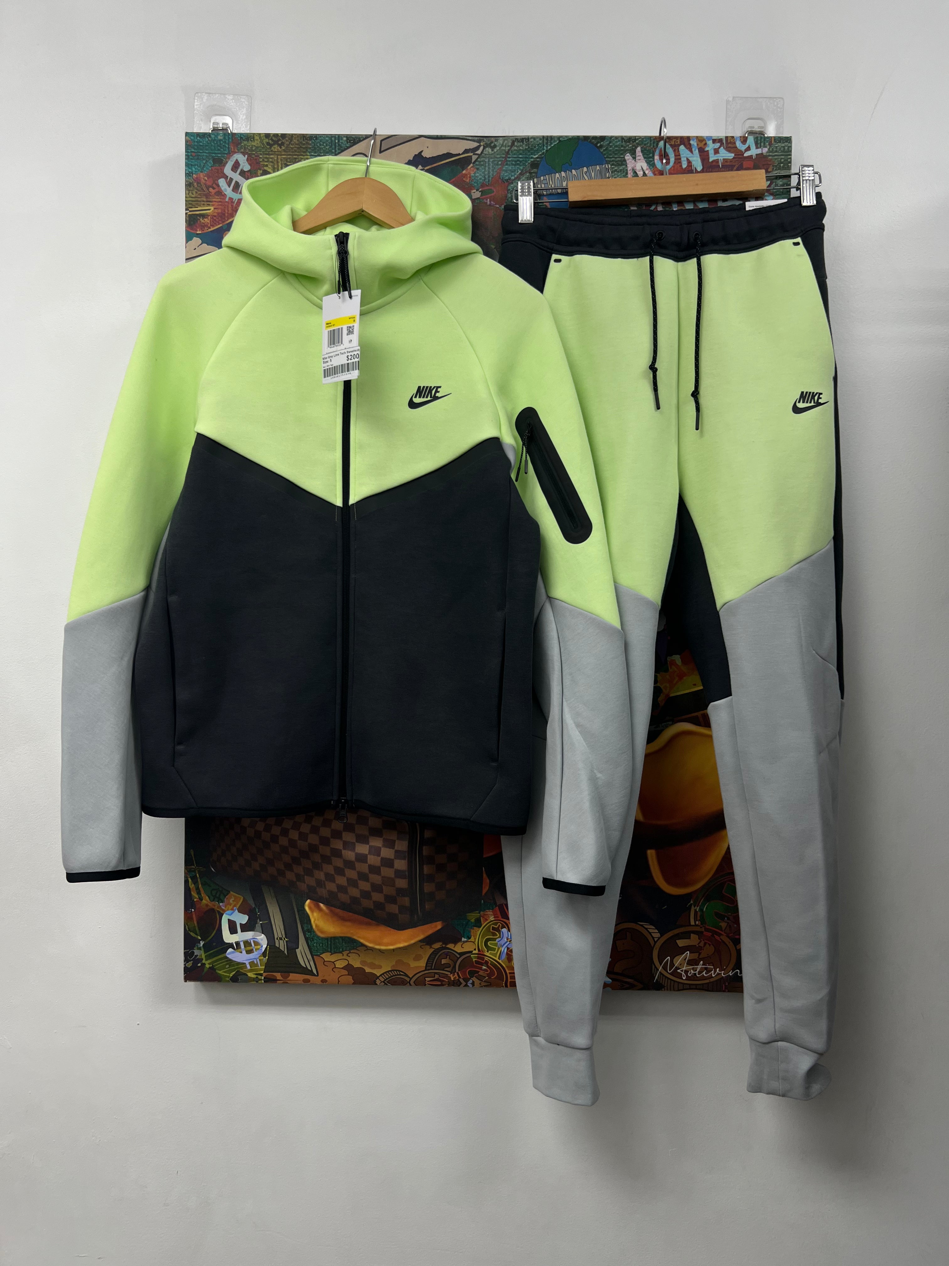 Nike Grey Lime Tech Sweatsuit