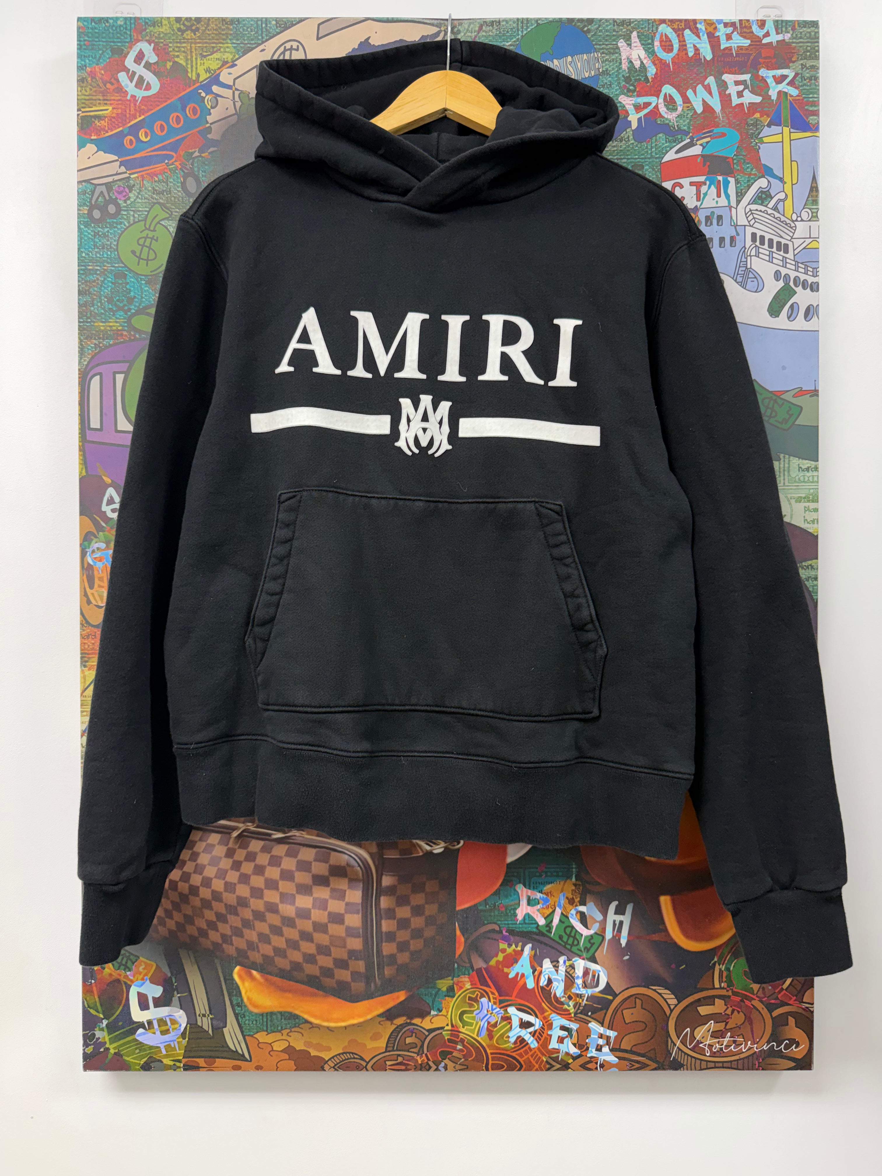 Amiri Black White Bar Hoodie