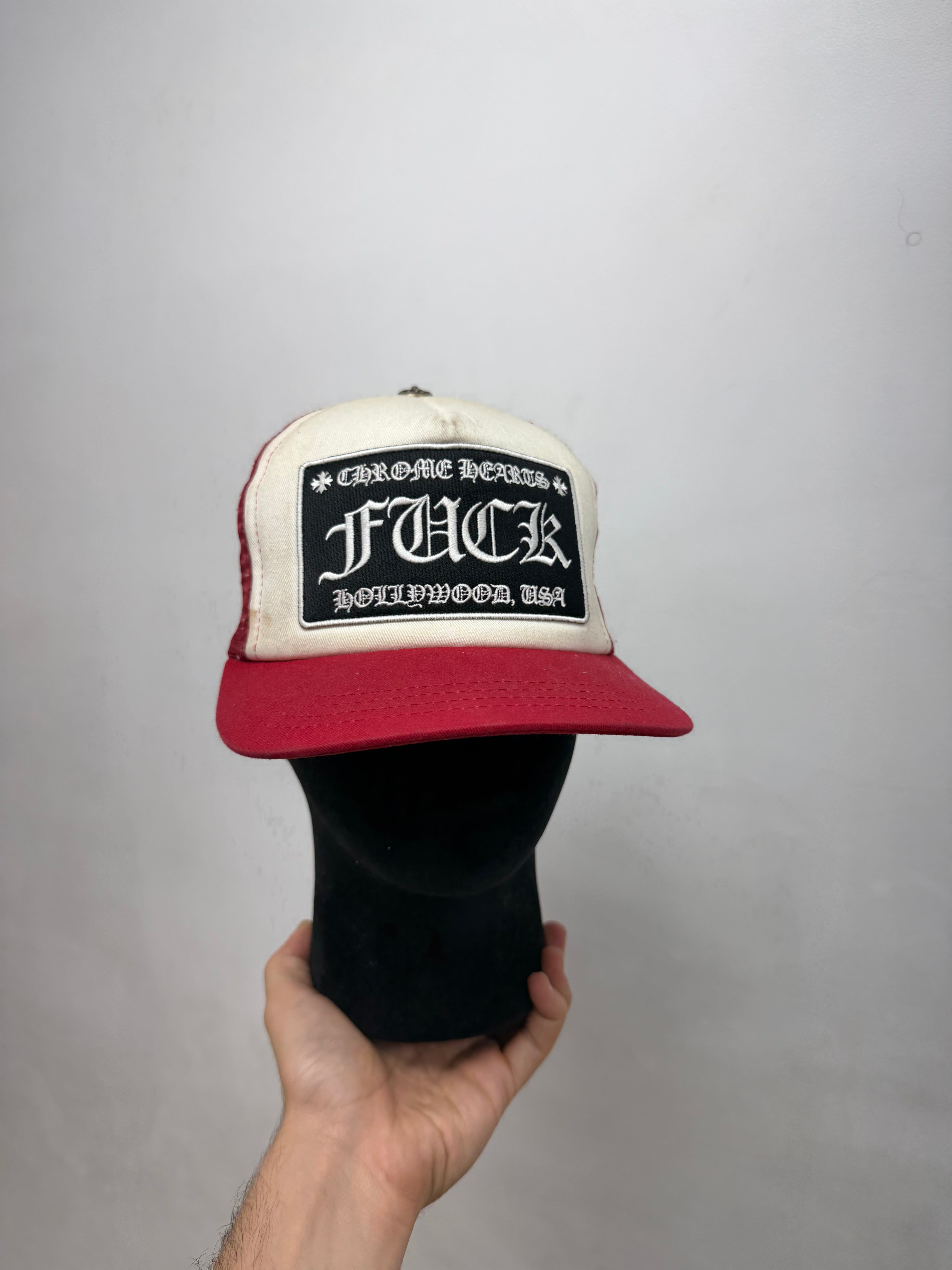 Chrome Hearts Red White F**K Trucker Hat