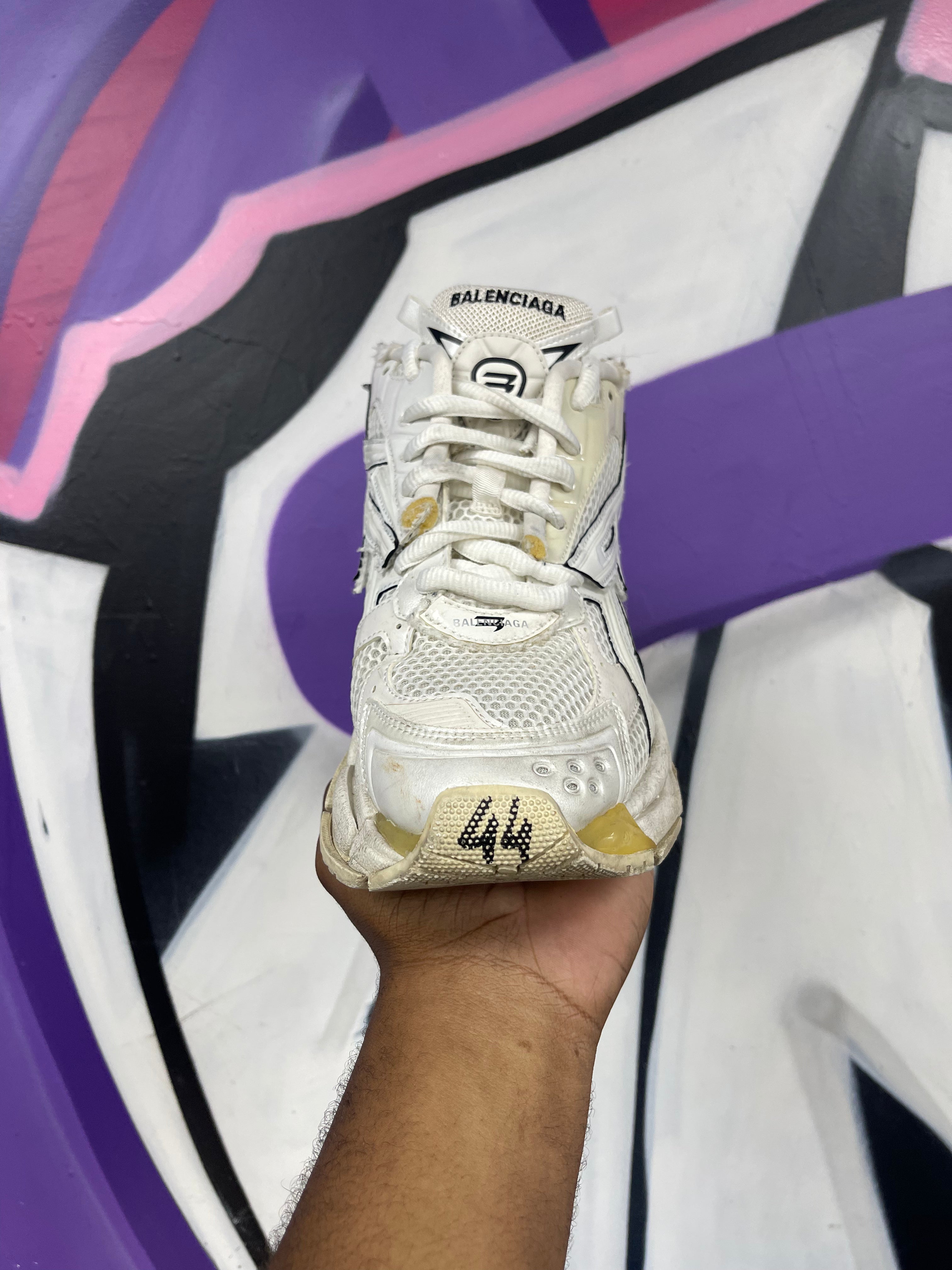 Balenciaga White Cream Runner Sneakers