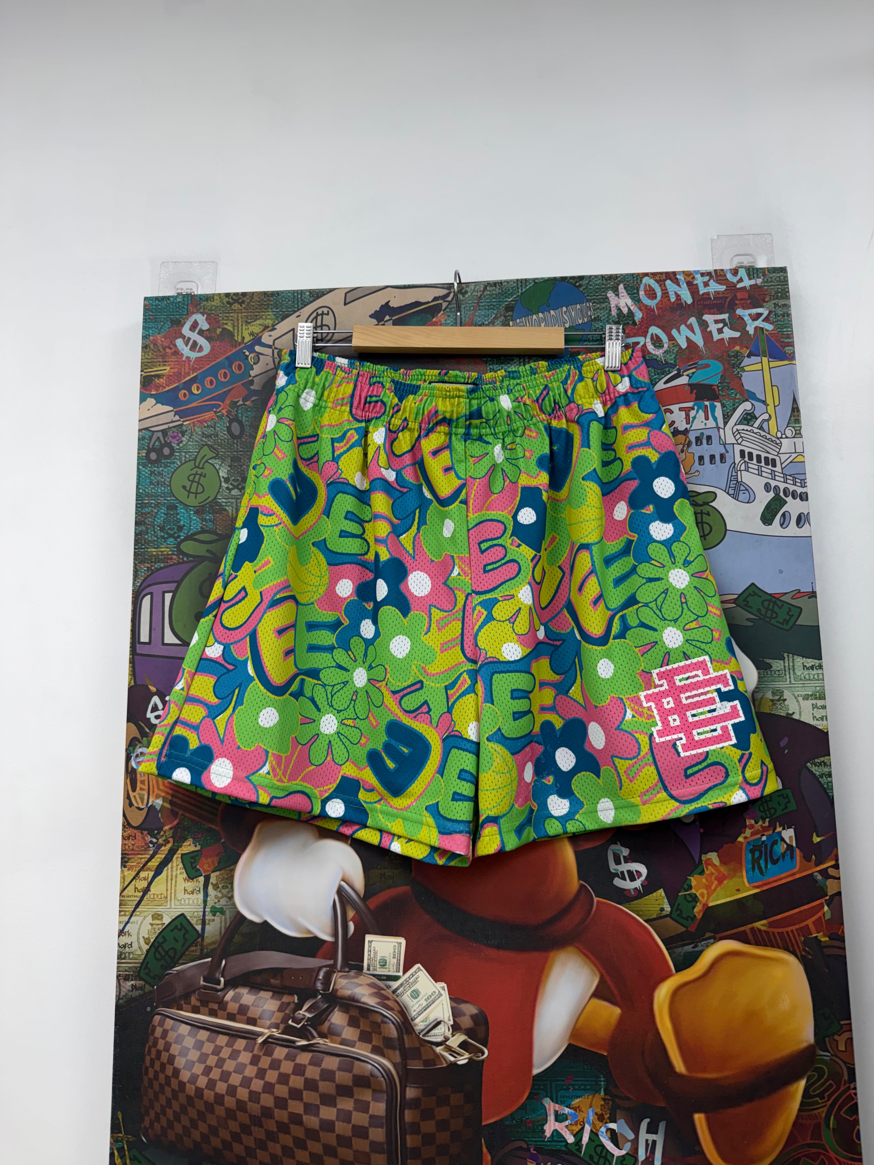 Eric Emanuel Green Bubbly Floral Shorts