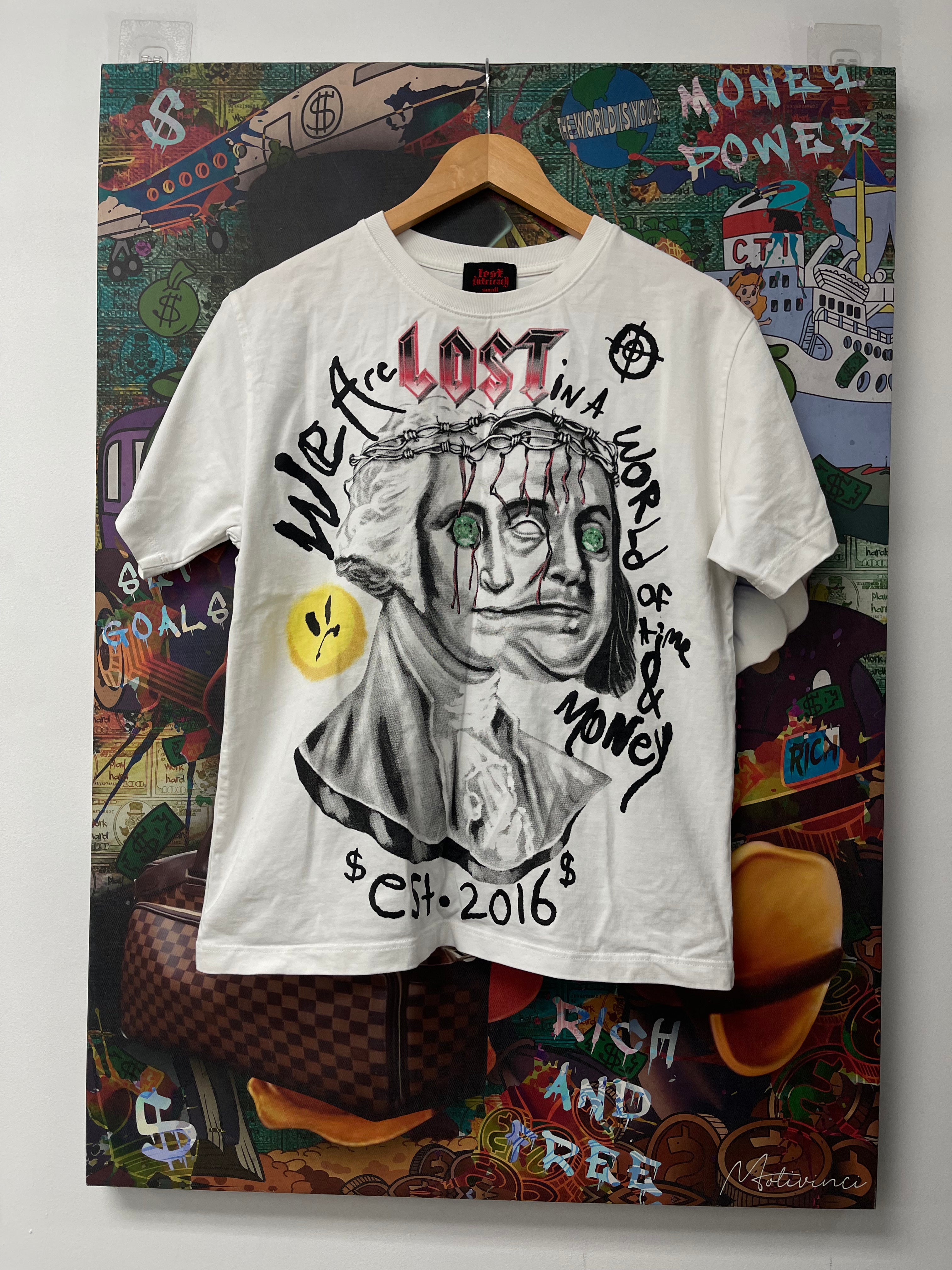 Lost White Benjamin Franklin Tee  Used Small  N/A