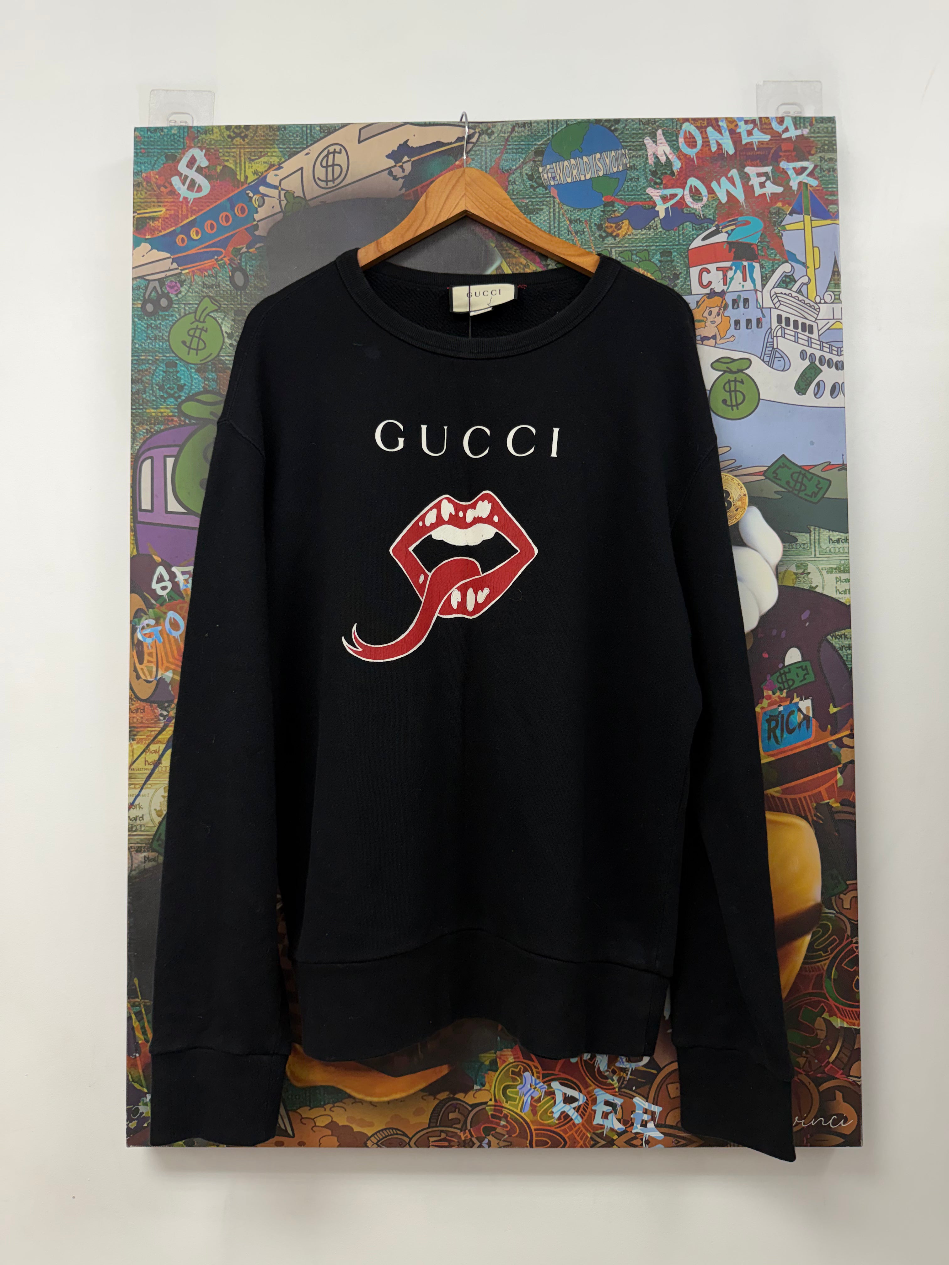 Gucci Black Red Tongue Crewneck
