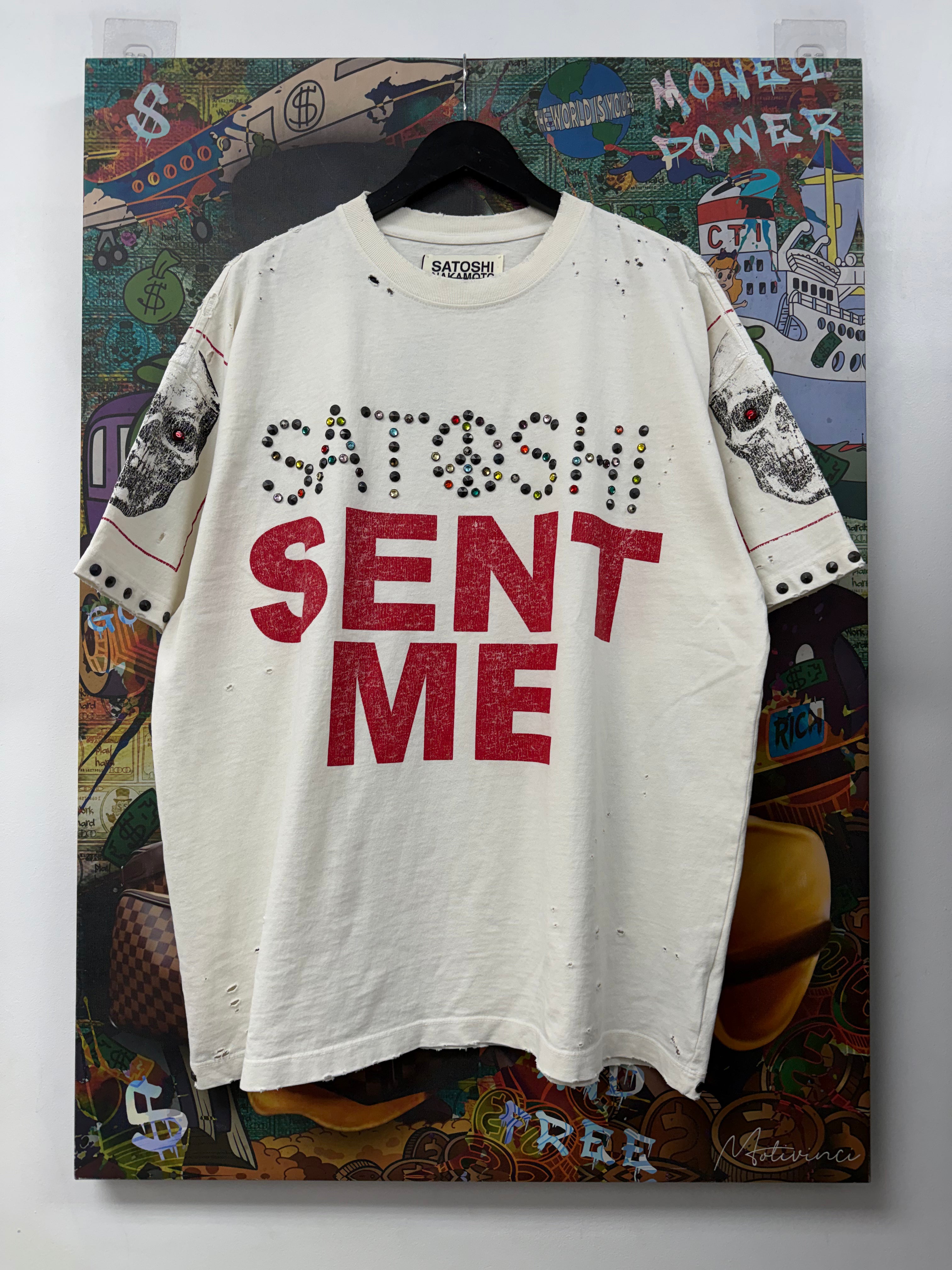 Satoshi Nakamoto White Red Sent Me Studded Tee