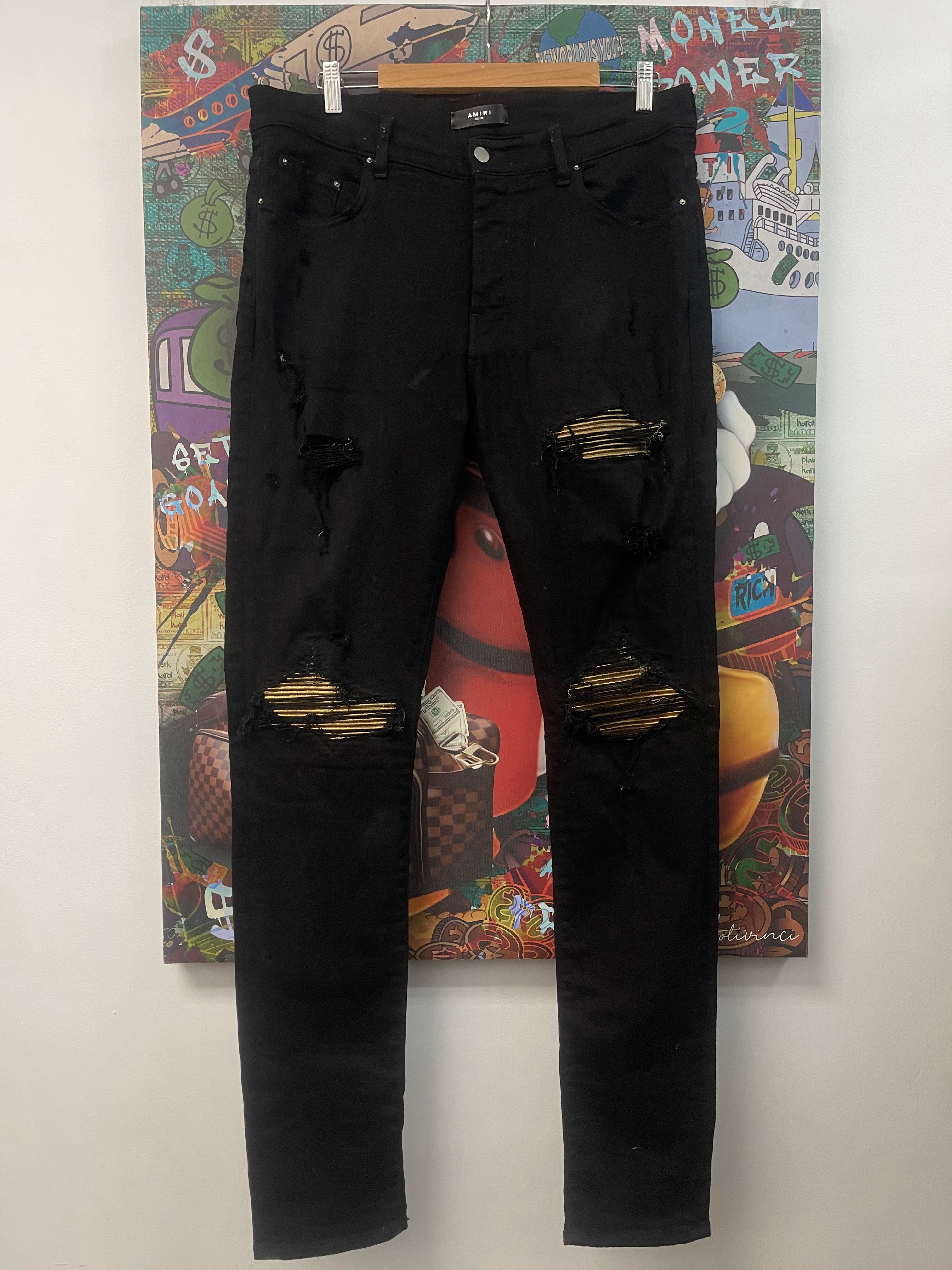 Amiri Black Gold Patch MX1 Jeans