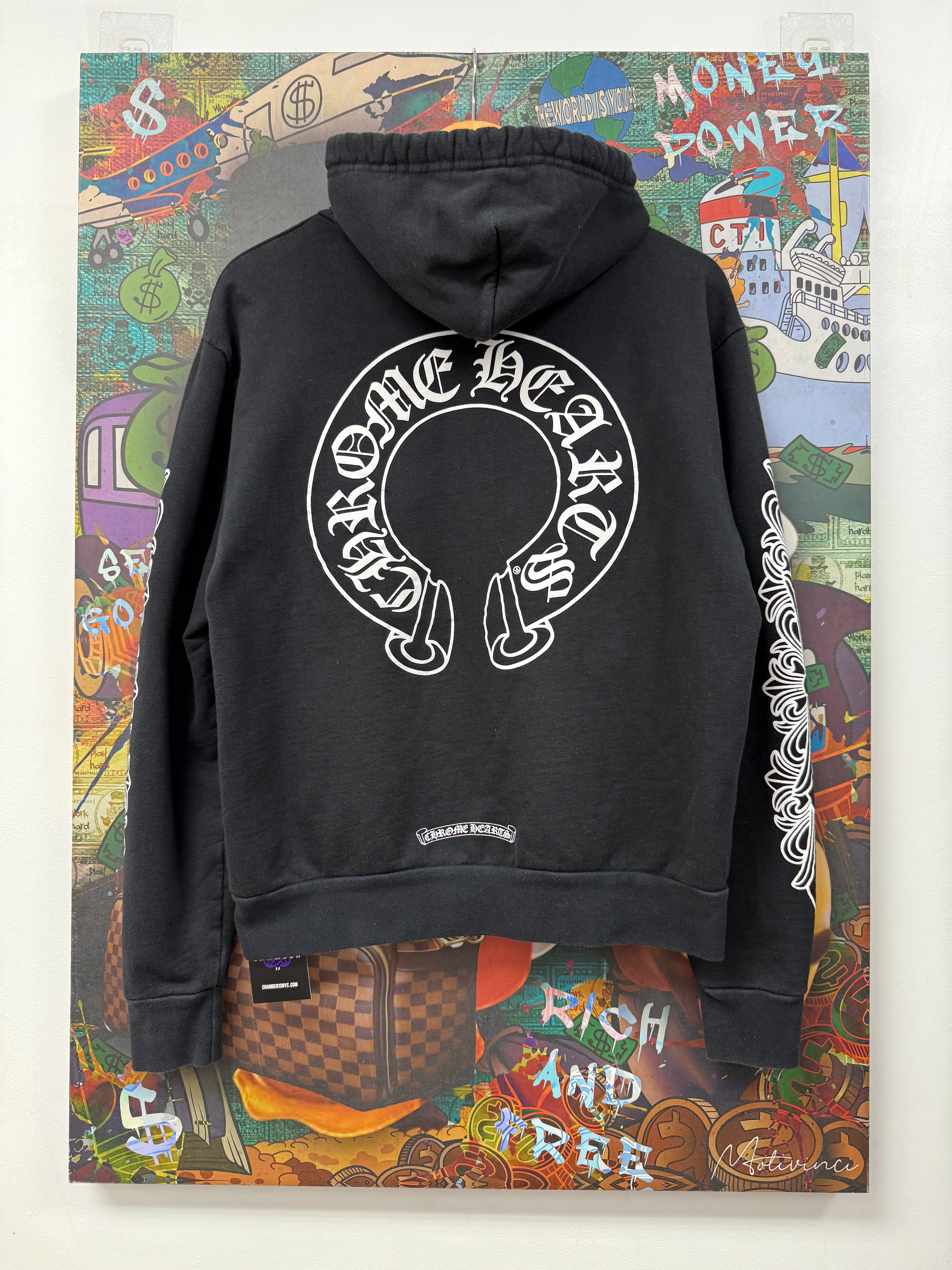 Chrome Hearts Black Floral Horseshoe Pullover