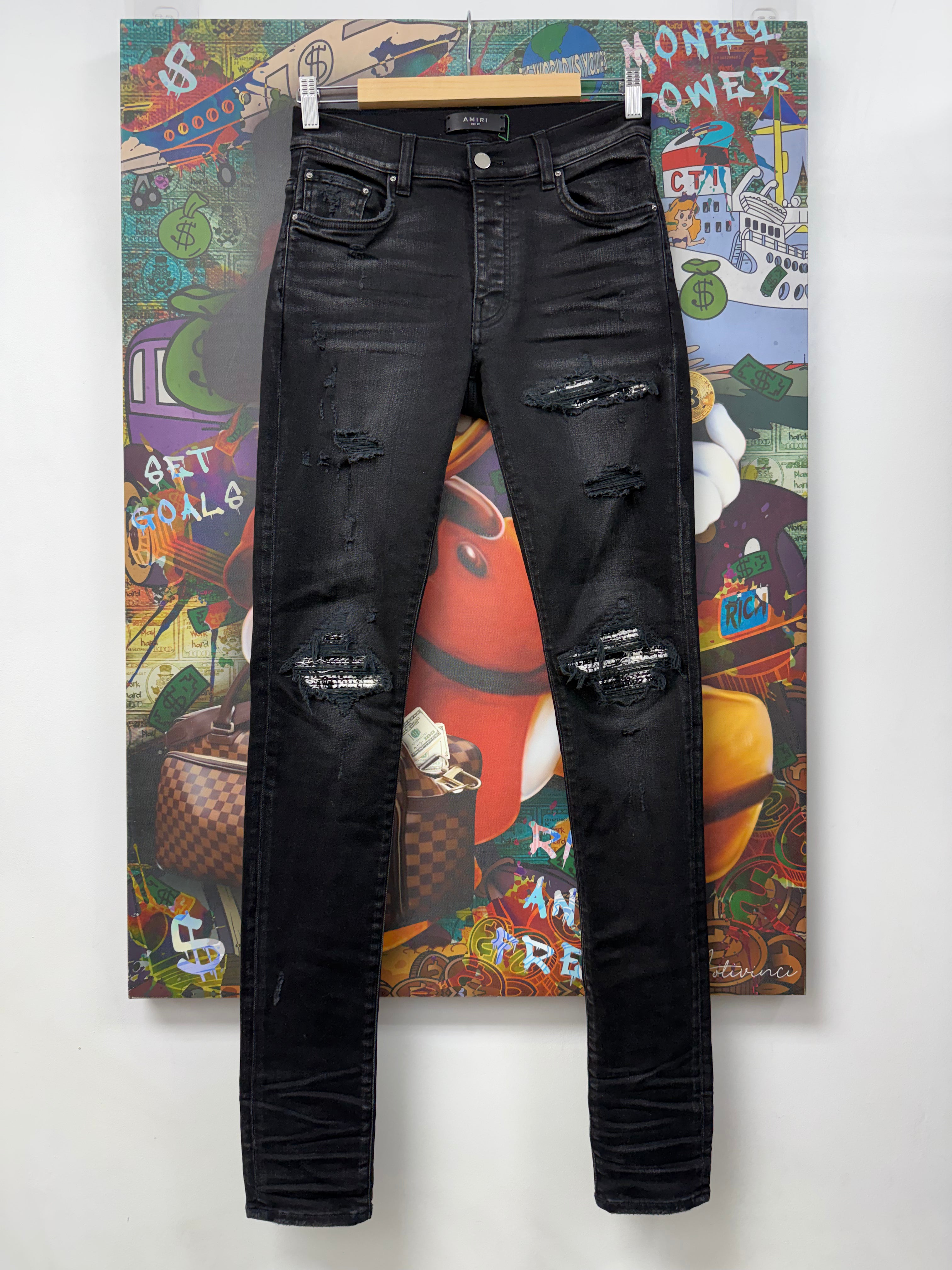 Amiri MX1 Black Wash Boucle Patch Jeans