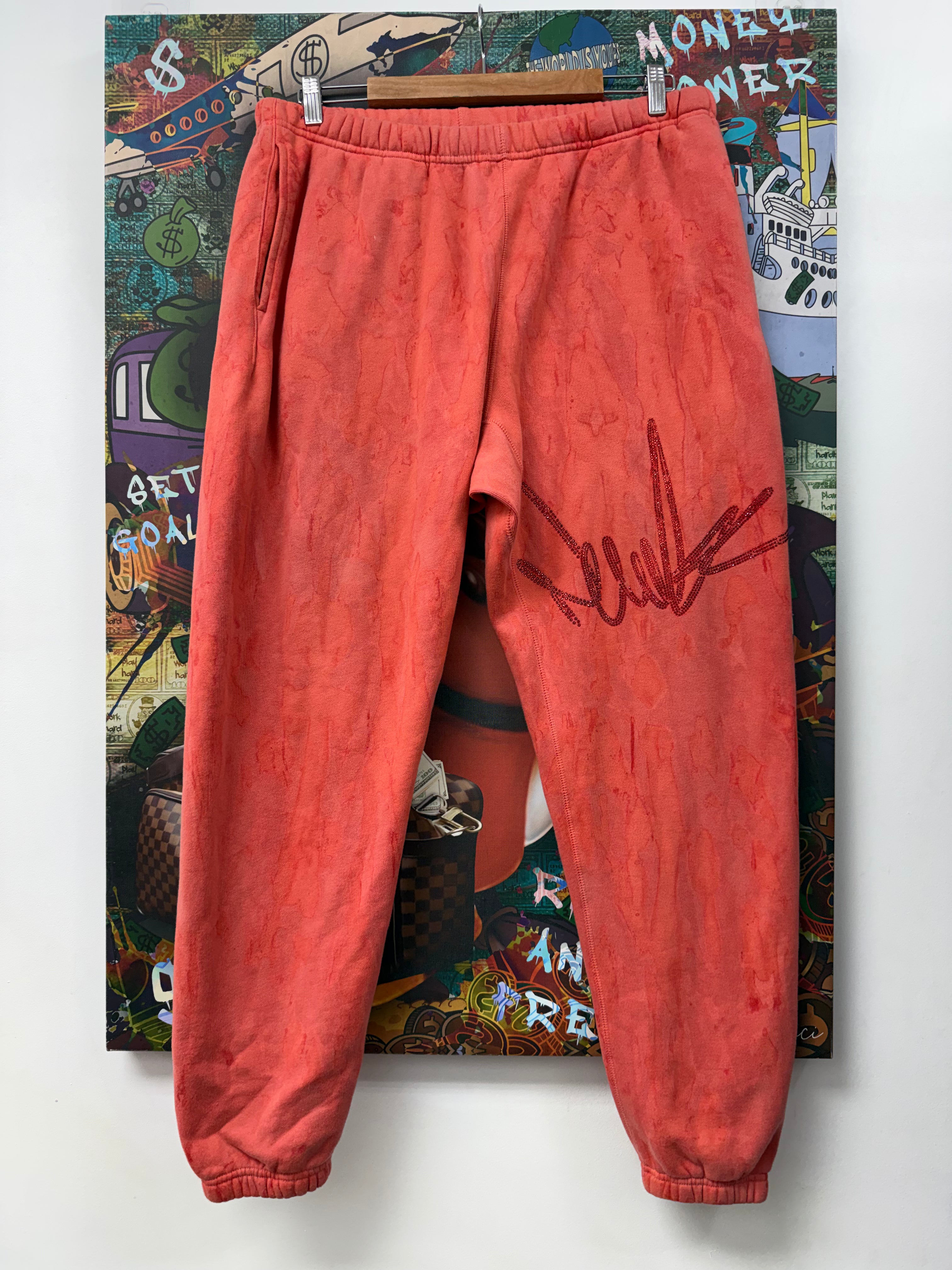NewYrrk Red Tie Dye Rhinestone Sweats