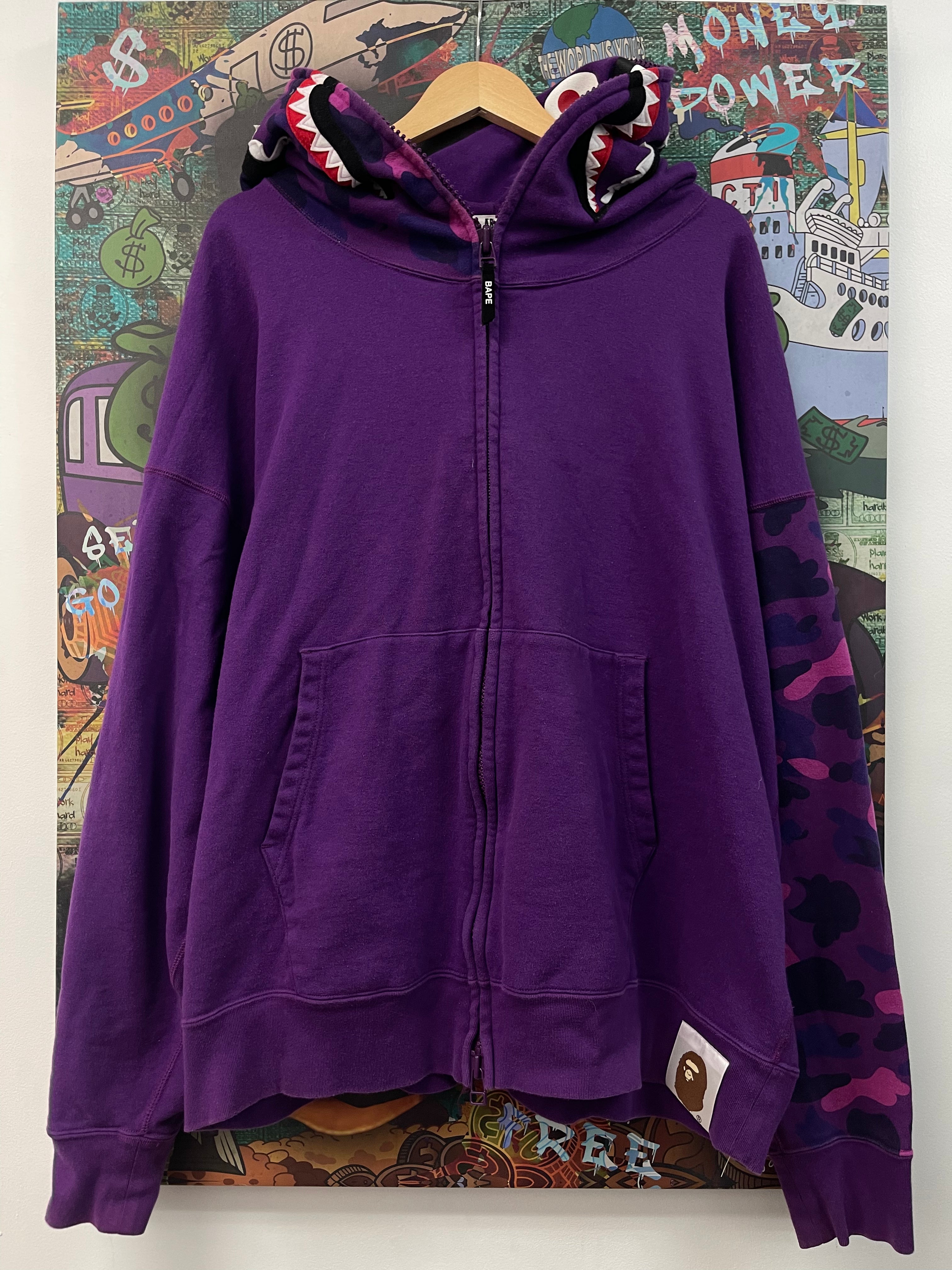 BAPE Purple Shark Zip Up Hoodie