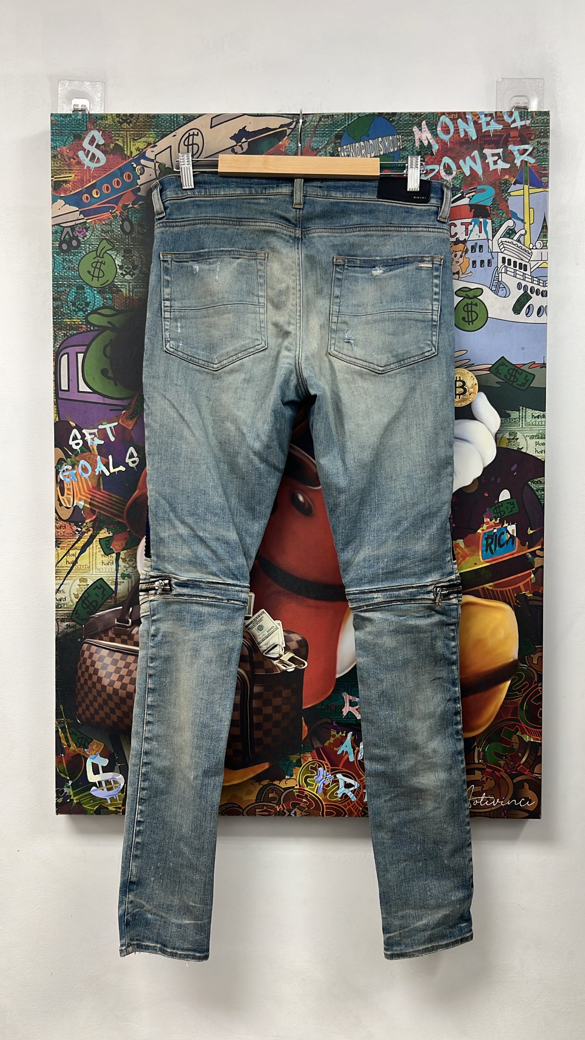 Amiri Mx2 Light Wash Blue Black Jeans