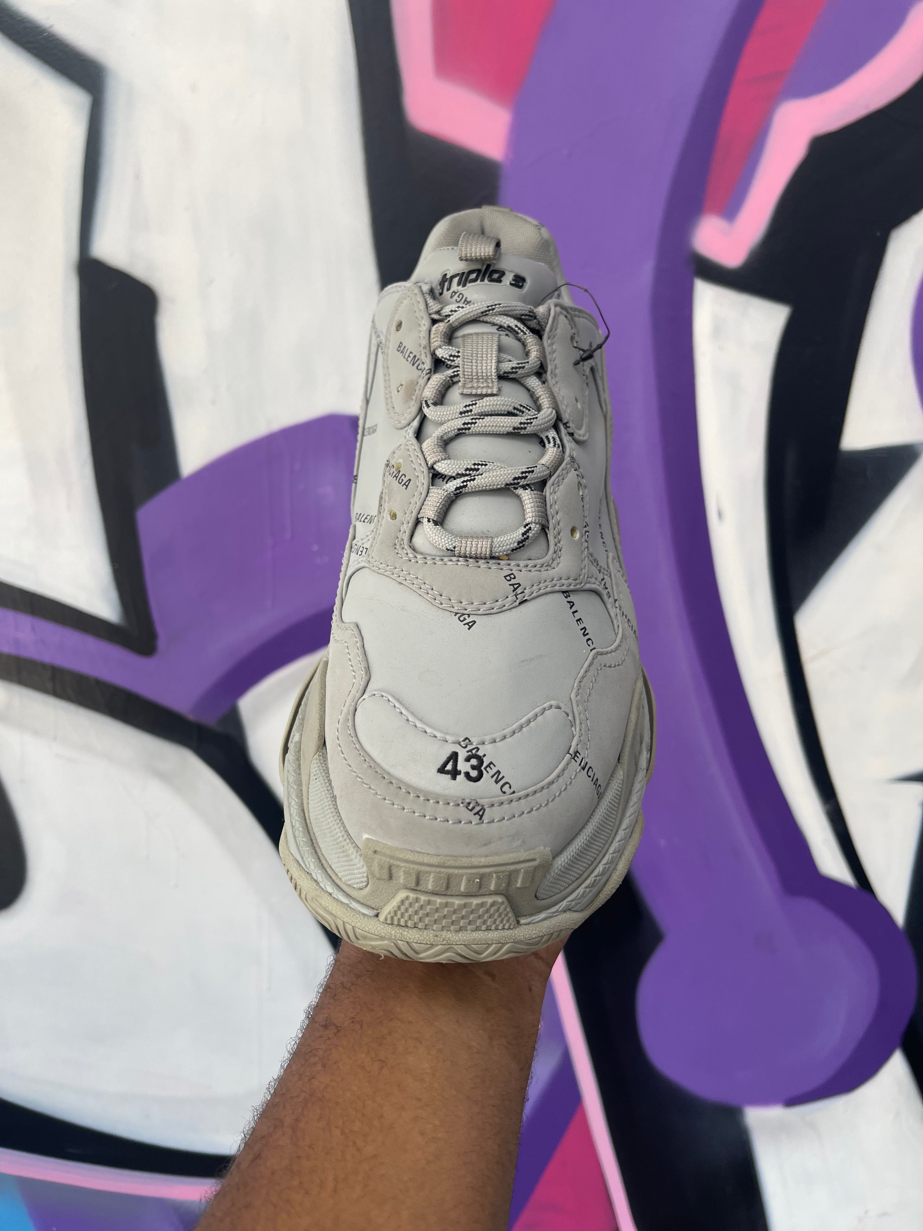 Balenciaga Grey Monogram Triple S Sneakers