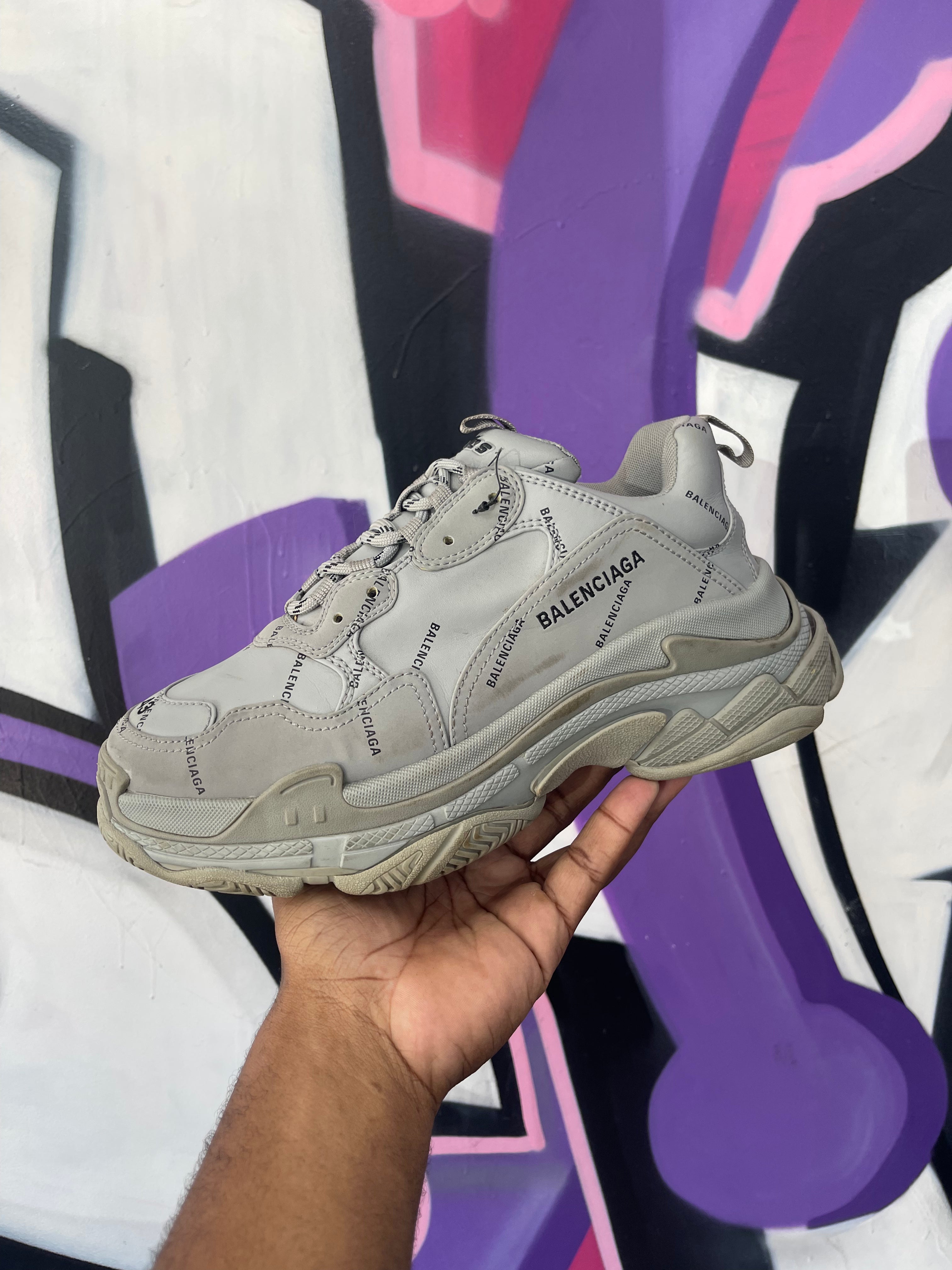 Balenciaga Grey Monogram Triple S Sneakers