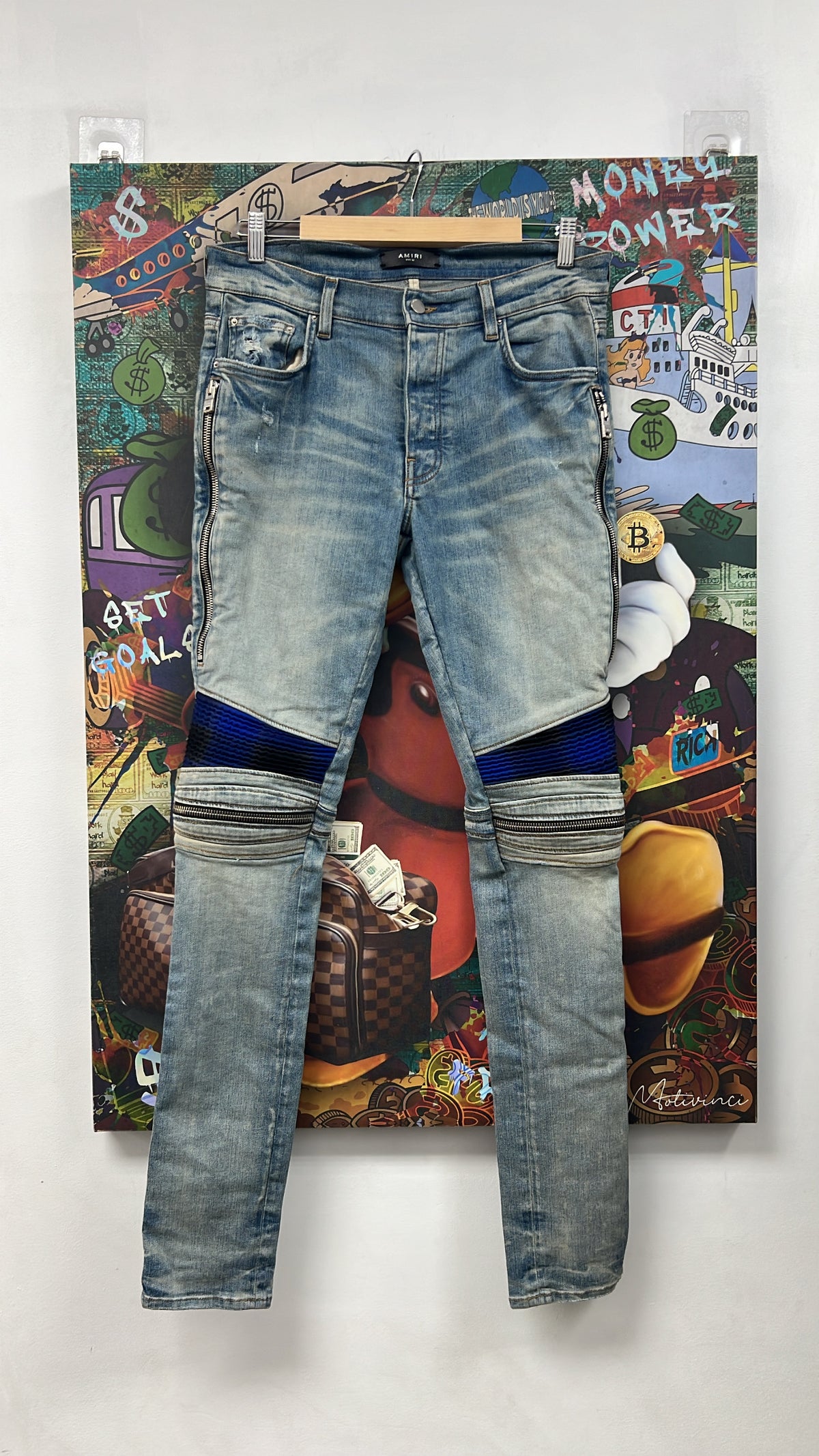 Amiri Mx2 Light Wash Blue Black Jeans