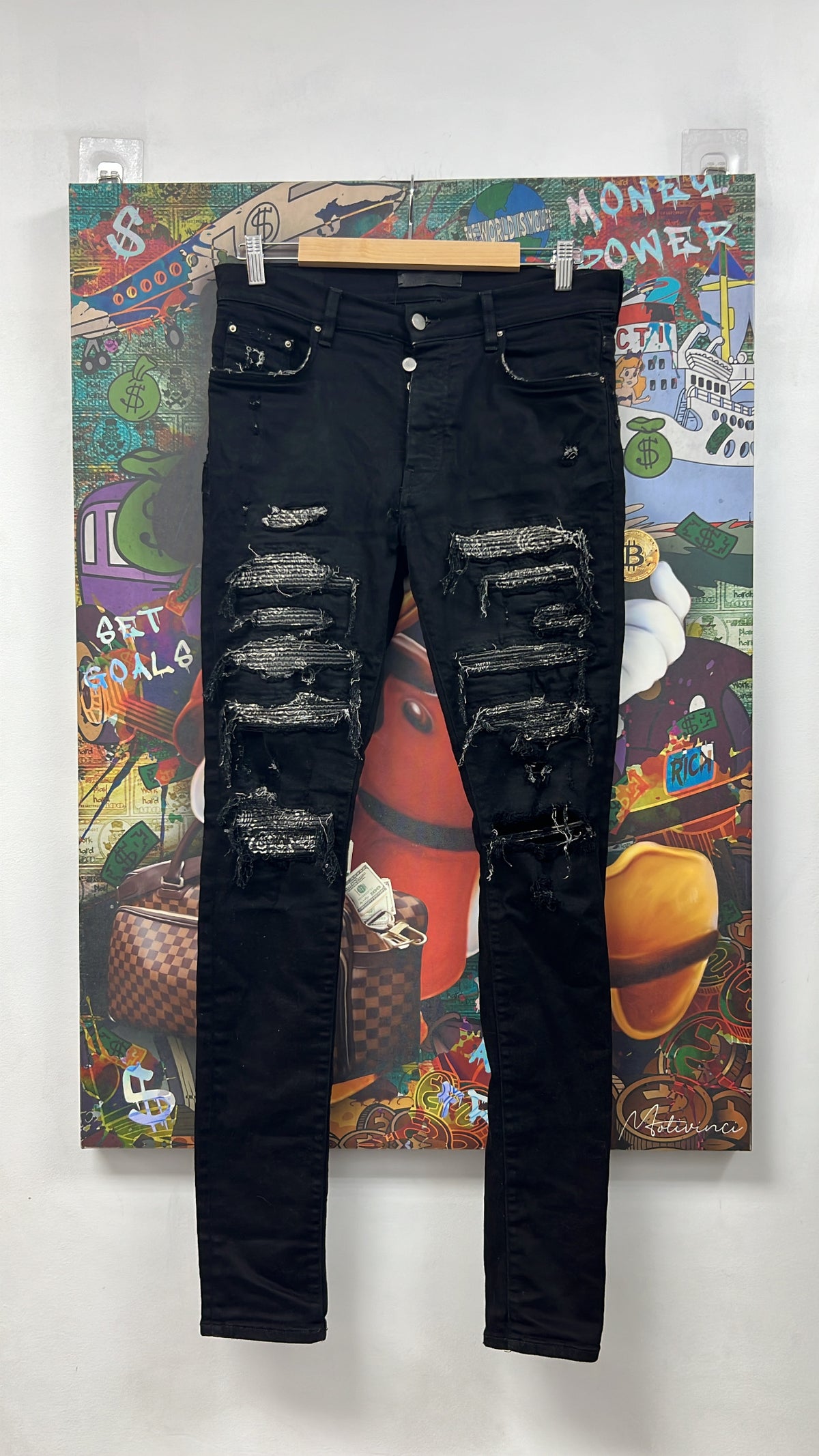 Amiri Black Bandana Thrasher Jeans