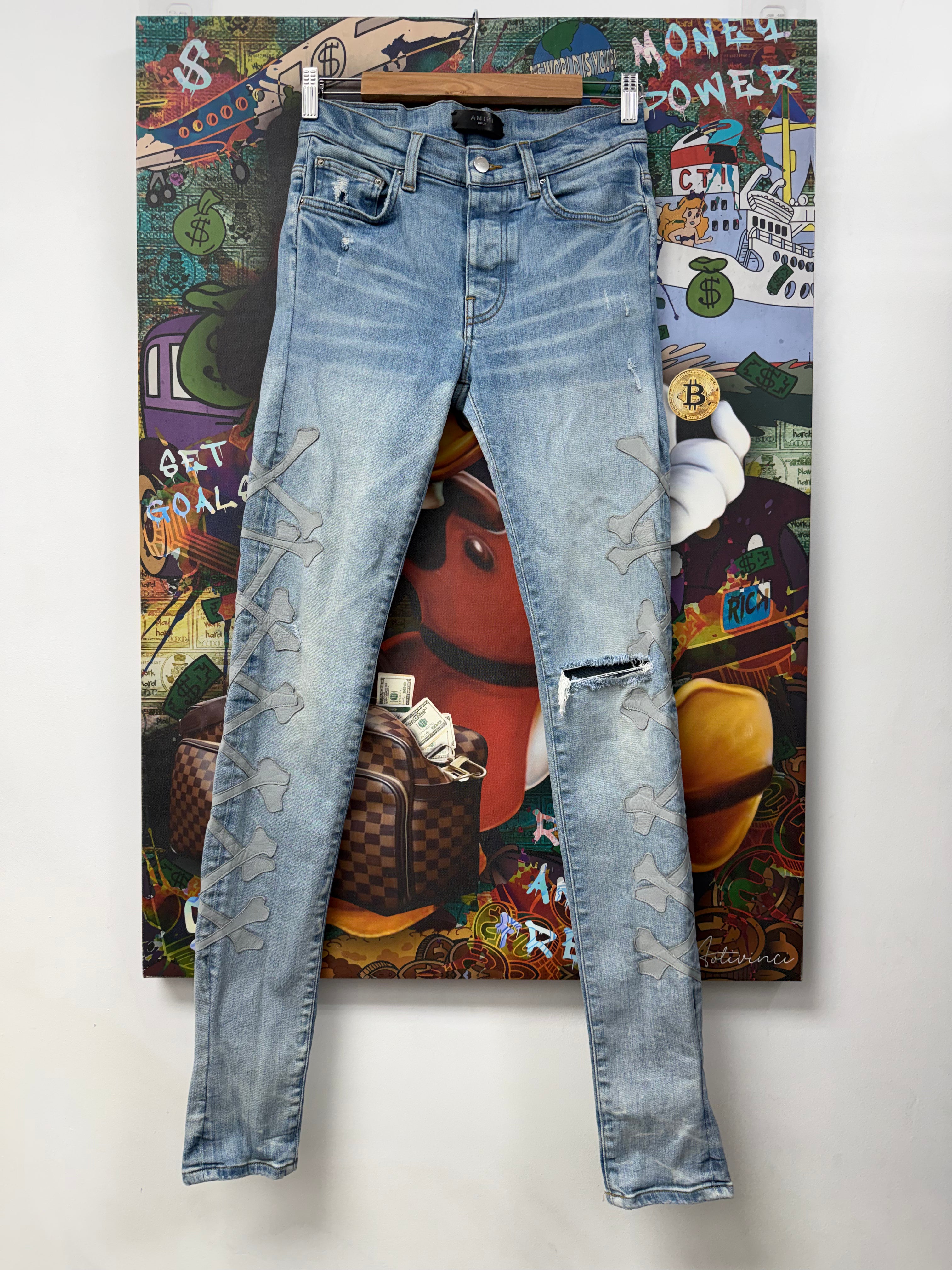 Amiri Light Wash Grey Bones Jeans