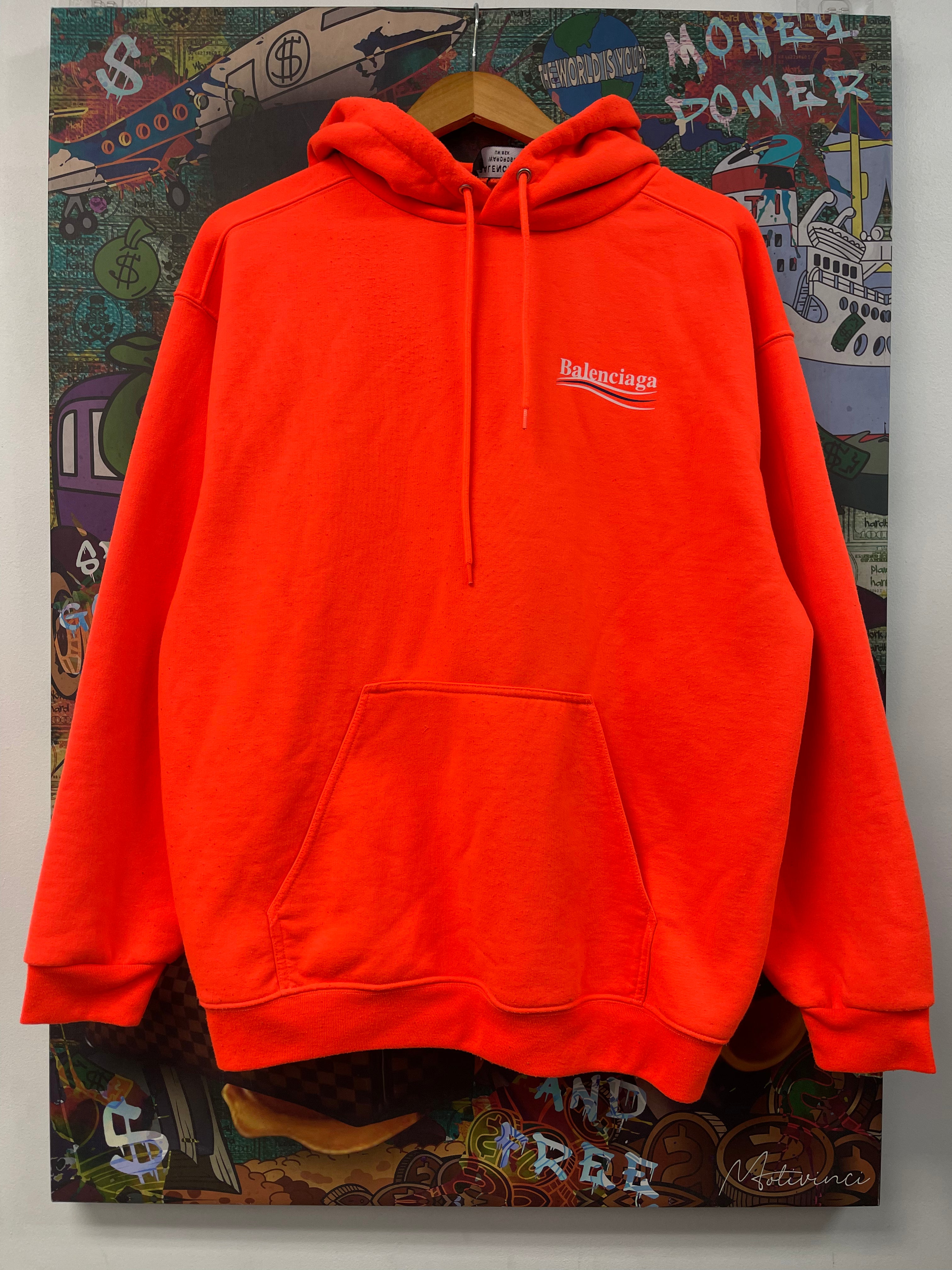 Balenciaga Orange Neon Campaign Logo Hoodie