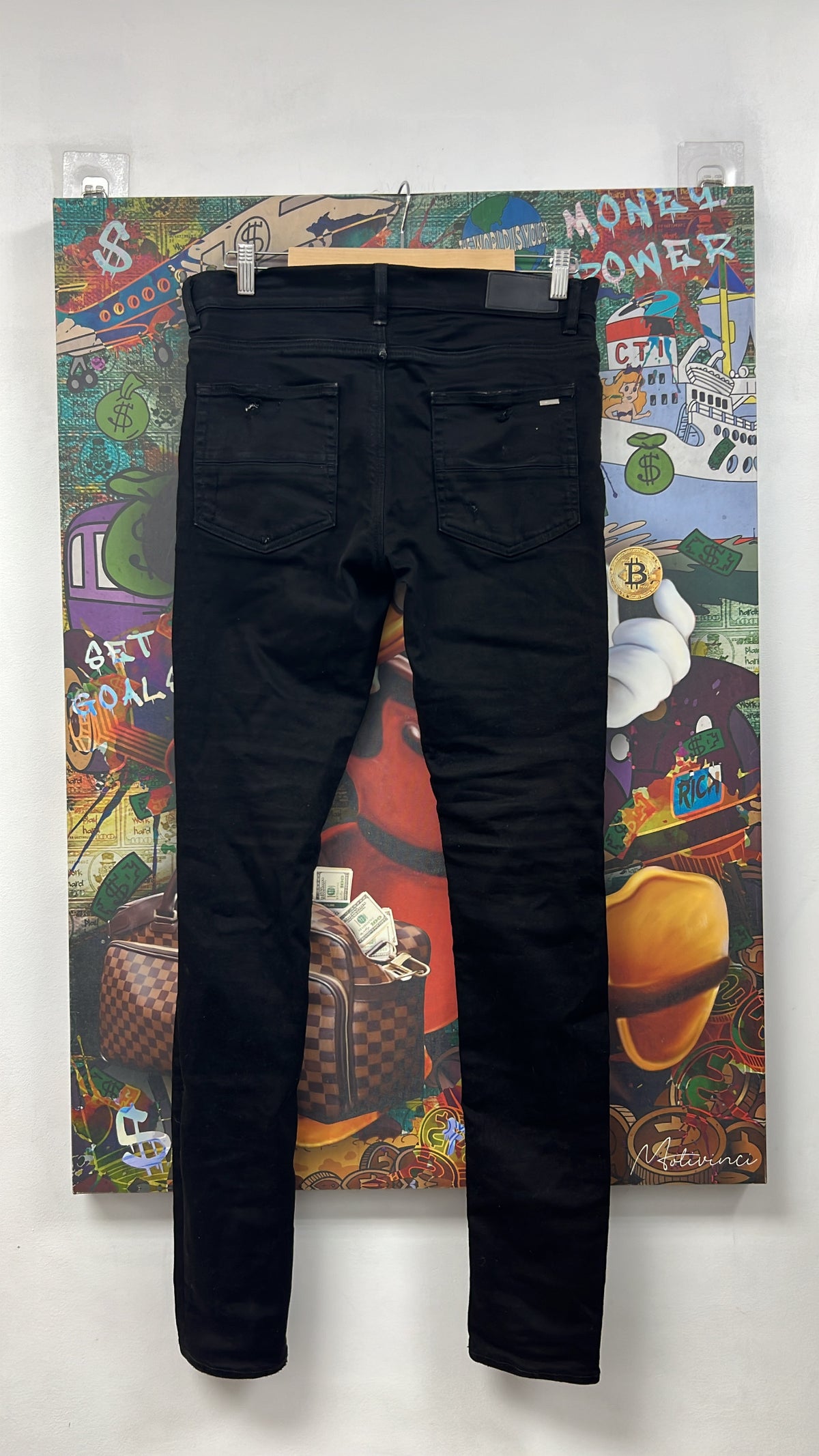Amiri Black Bandana Thrasher Jeans