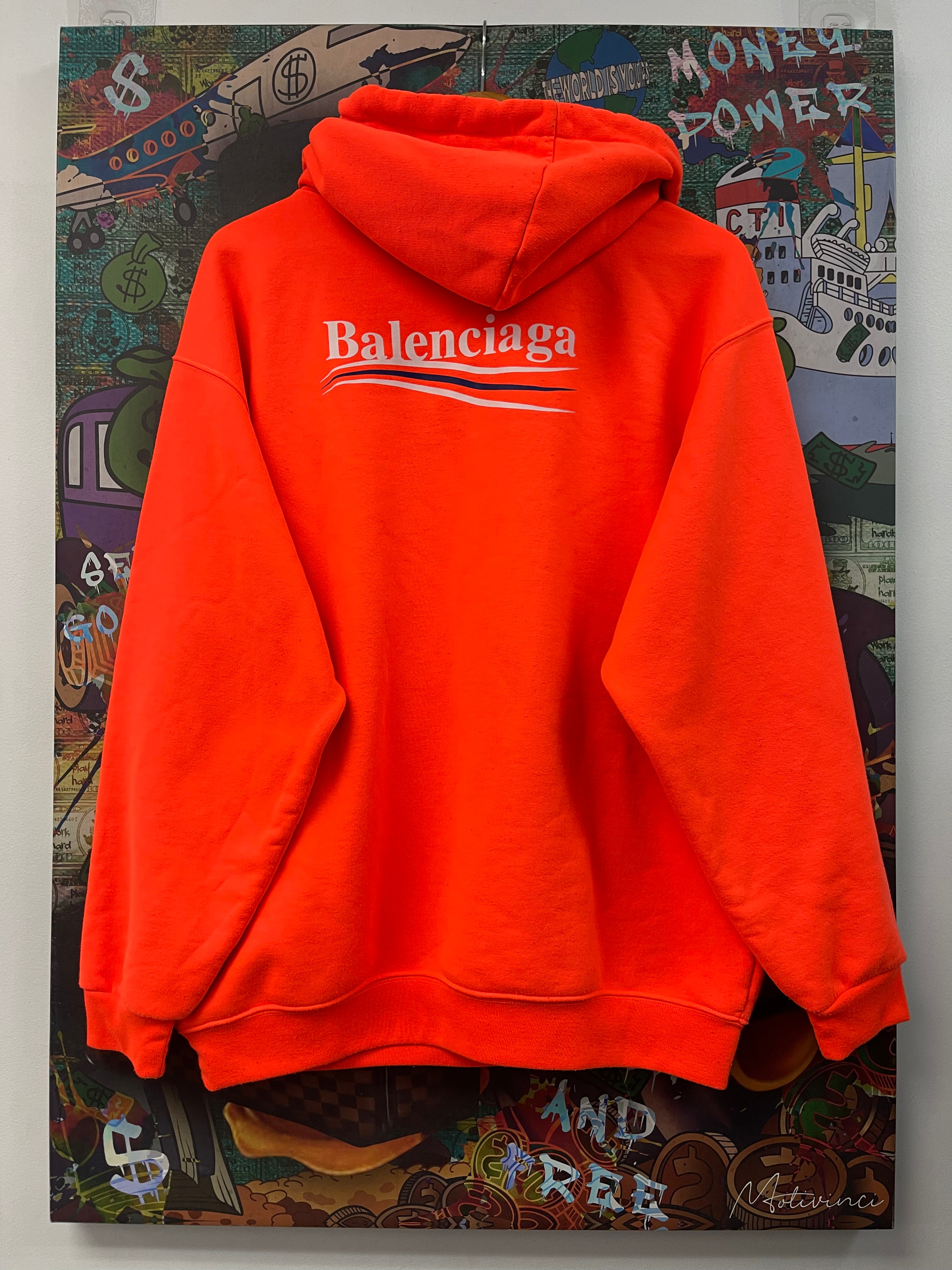 Balenciaga Orange Neon Campaign Logo Hoodie
