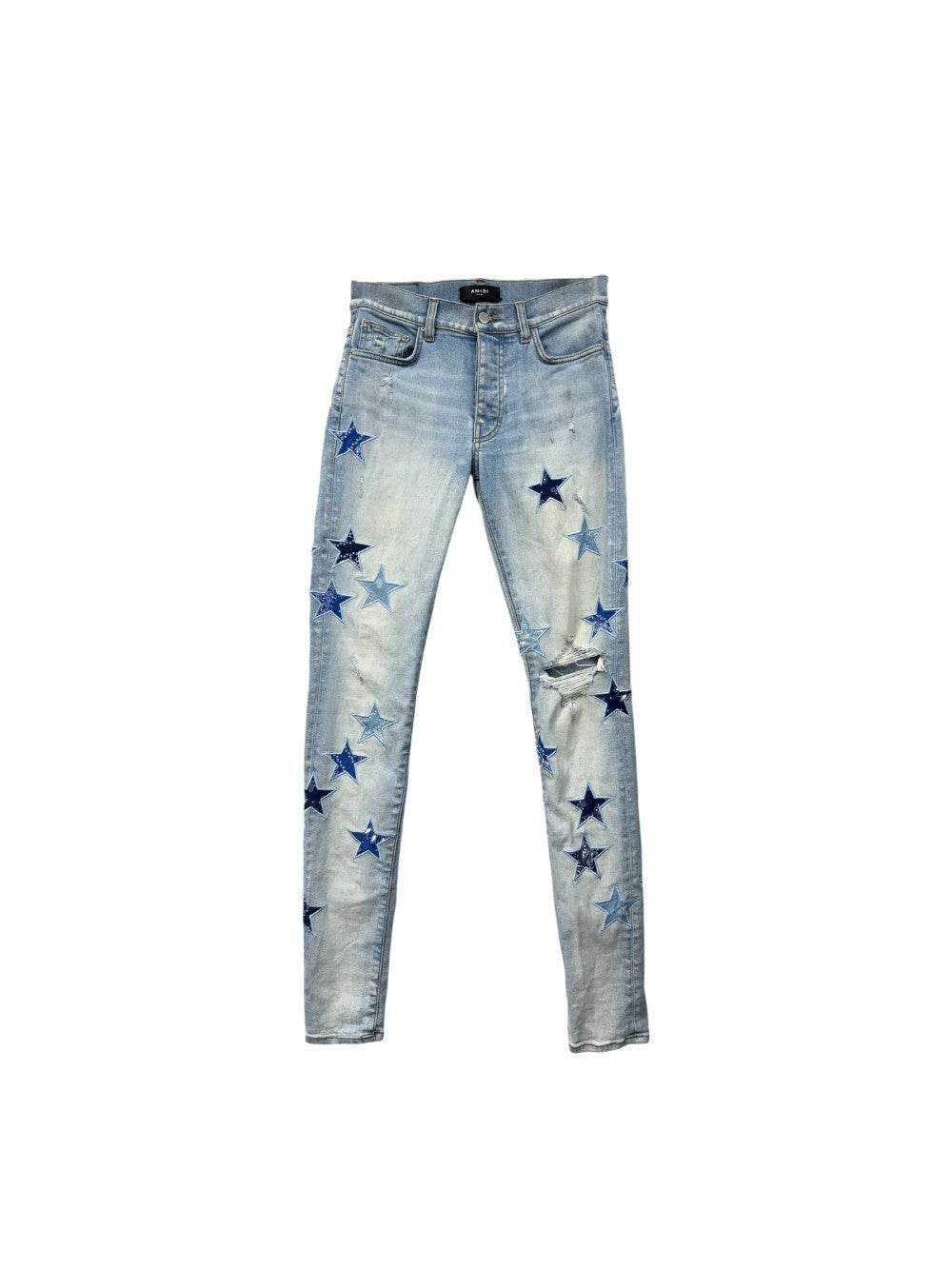 Amiri Paisley Stars Light Wash, Navy & Baby Blue Jeans
