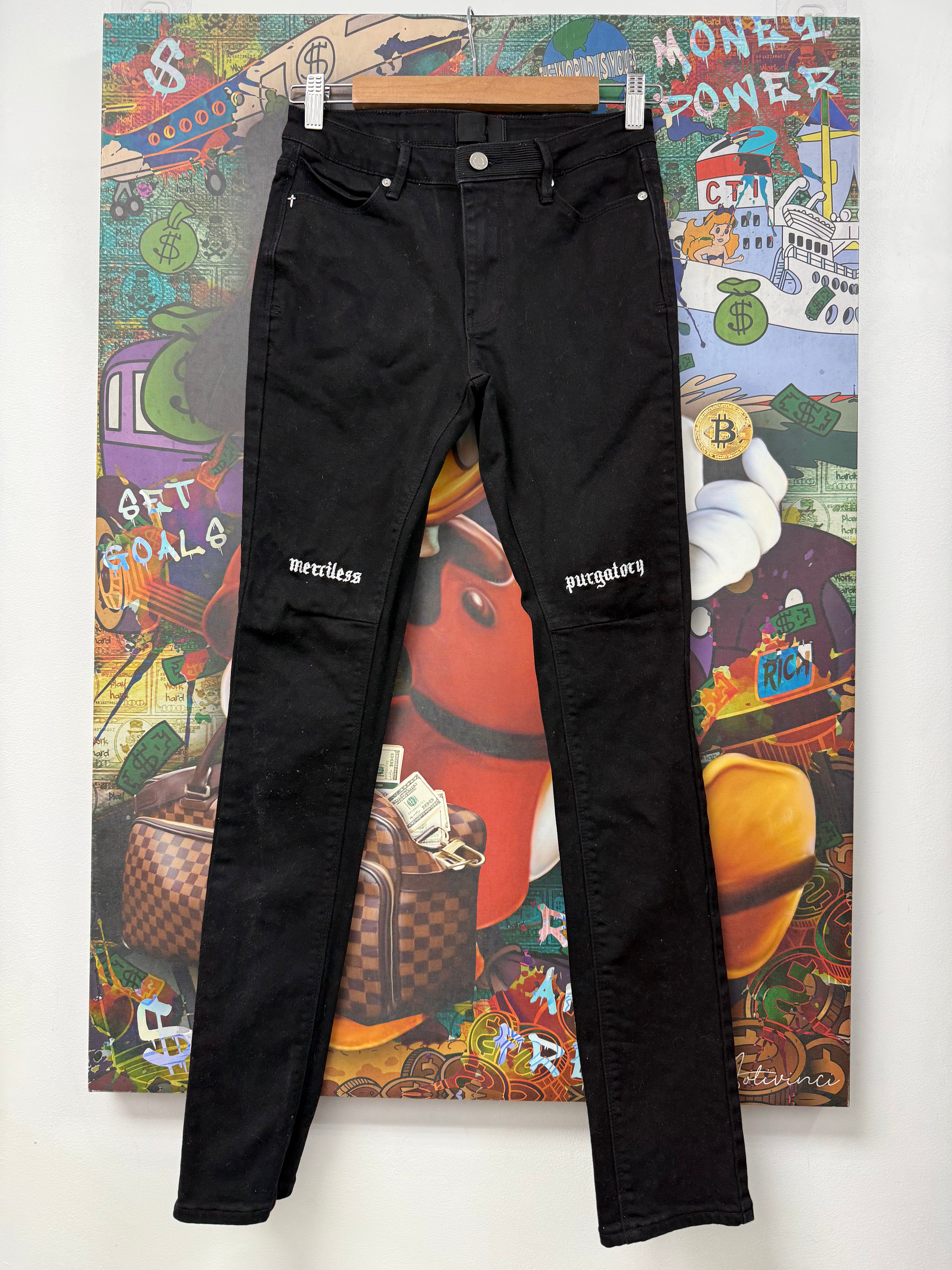 RTA Black White Purgatory Jeans