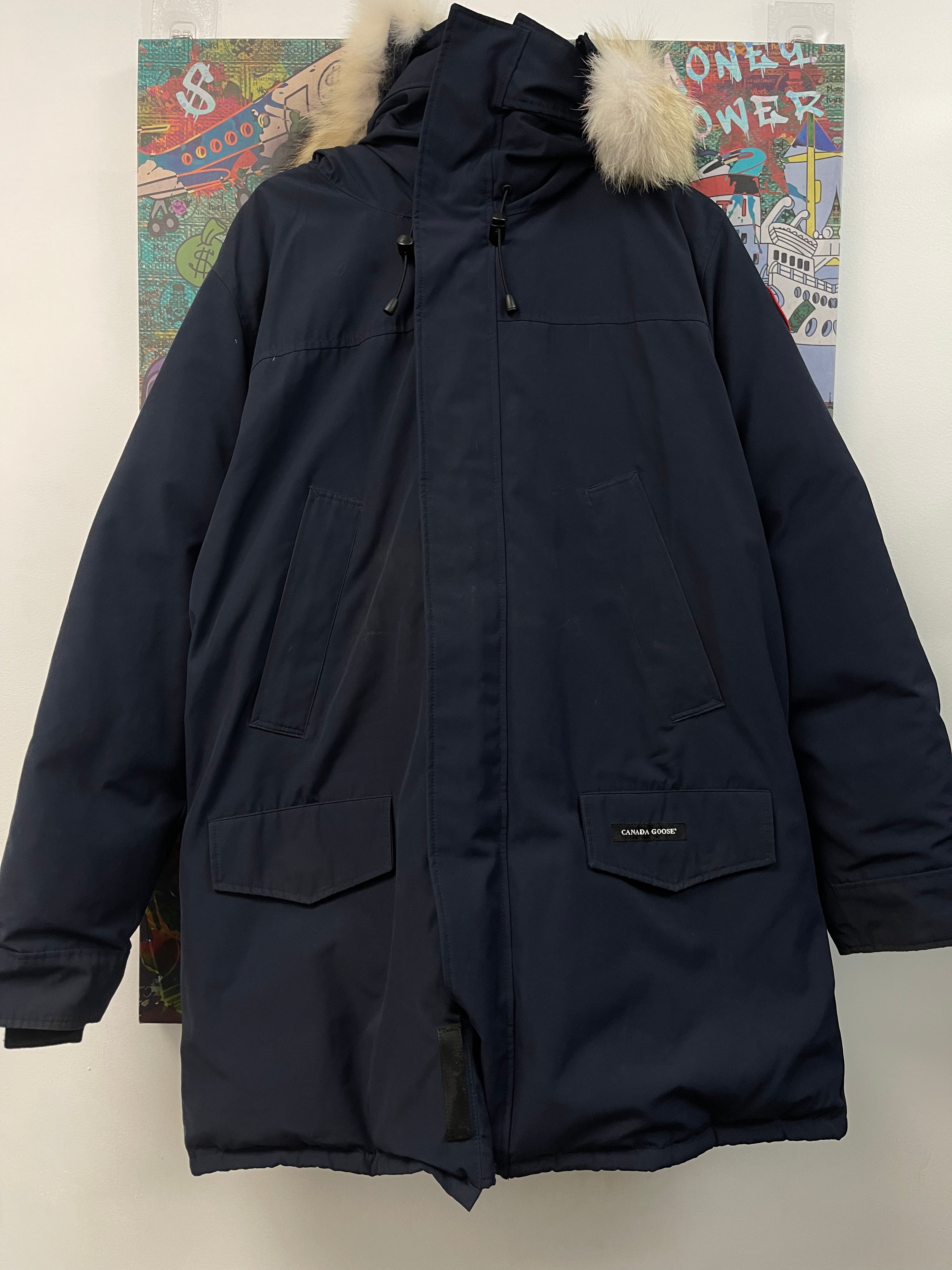 Canada Goose Navy White Fur Parka Jacket