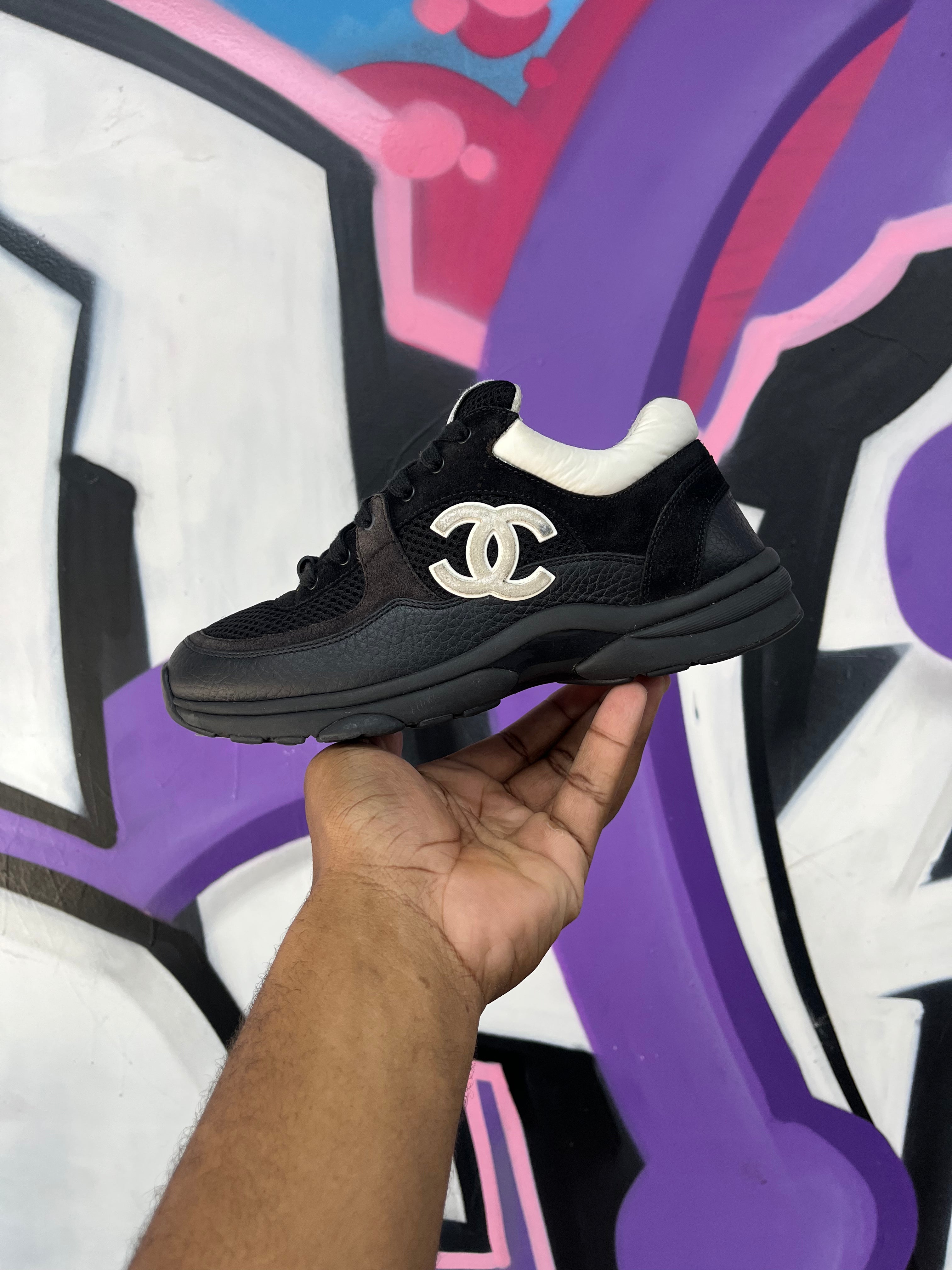 Chanel Black Cream CC Sneakers