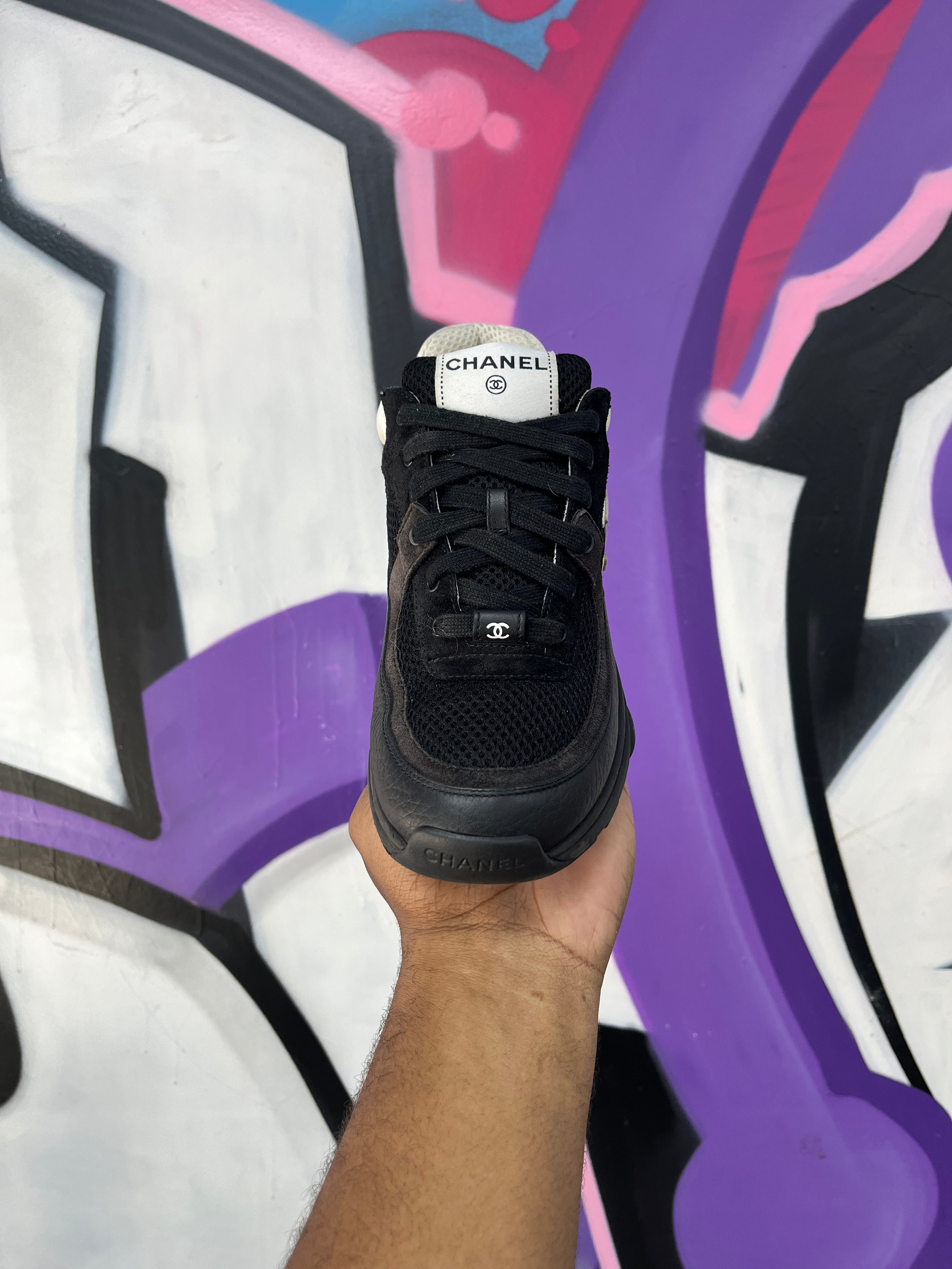 Chanel Black Cream CC Sneakers