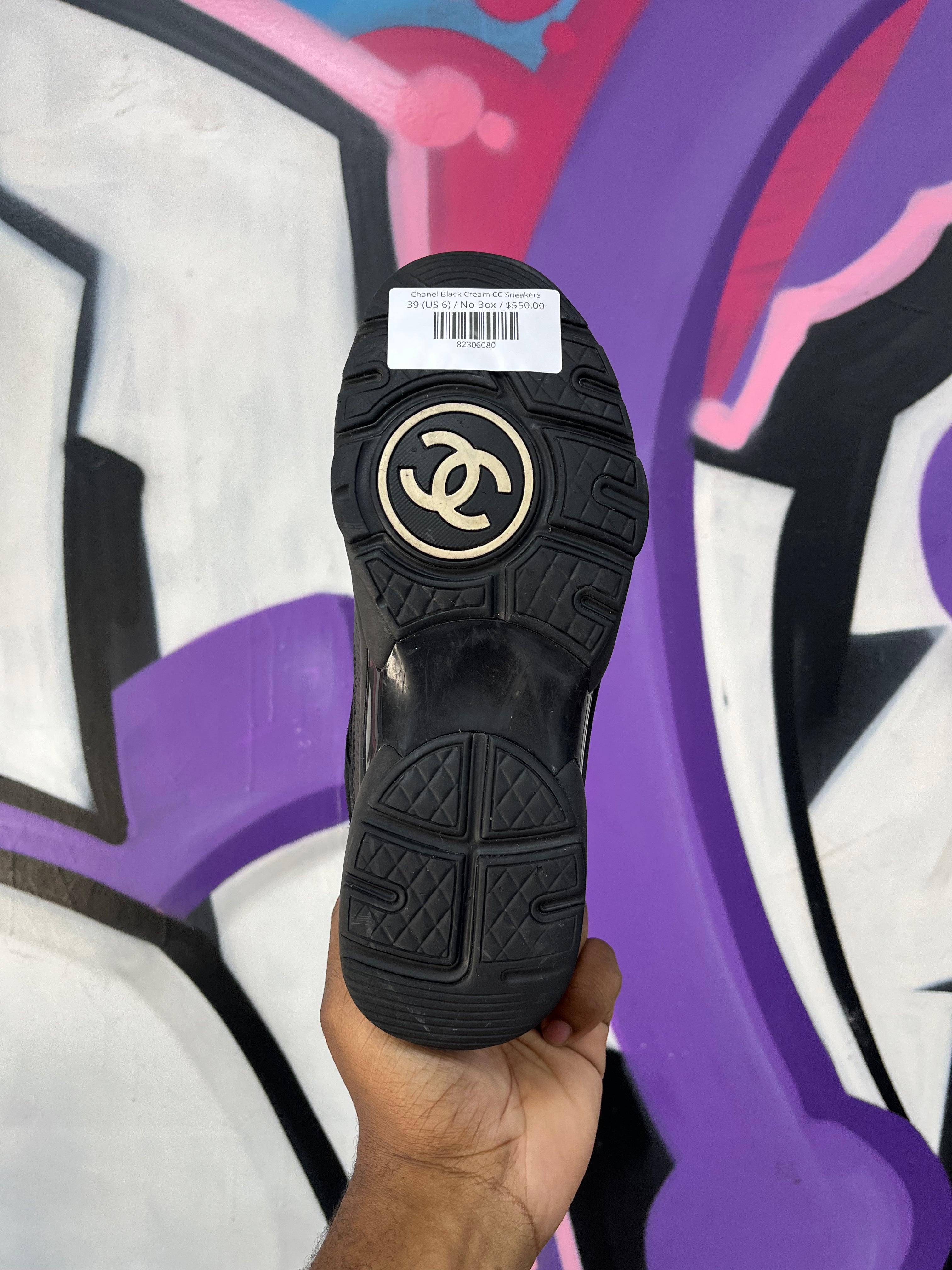 Chanel Black Cream CC Sneakers
