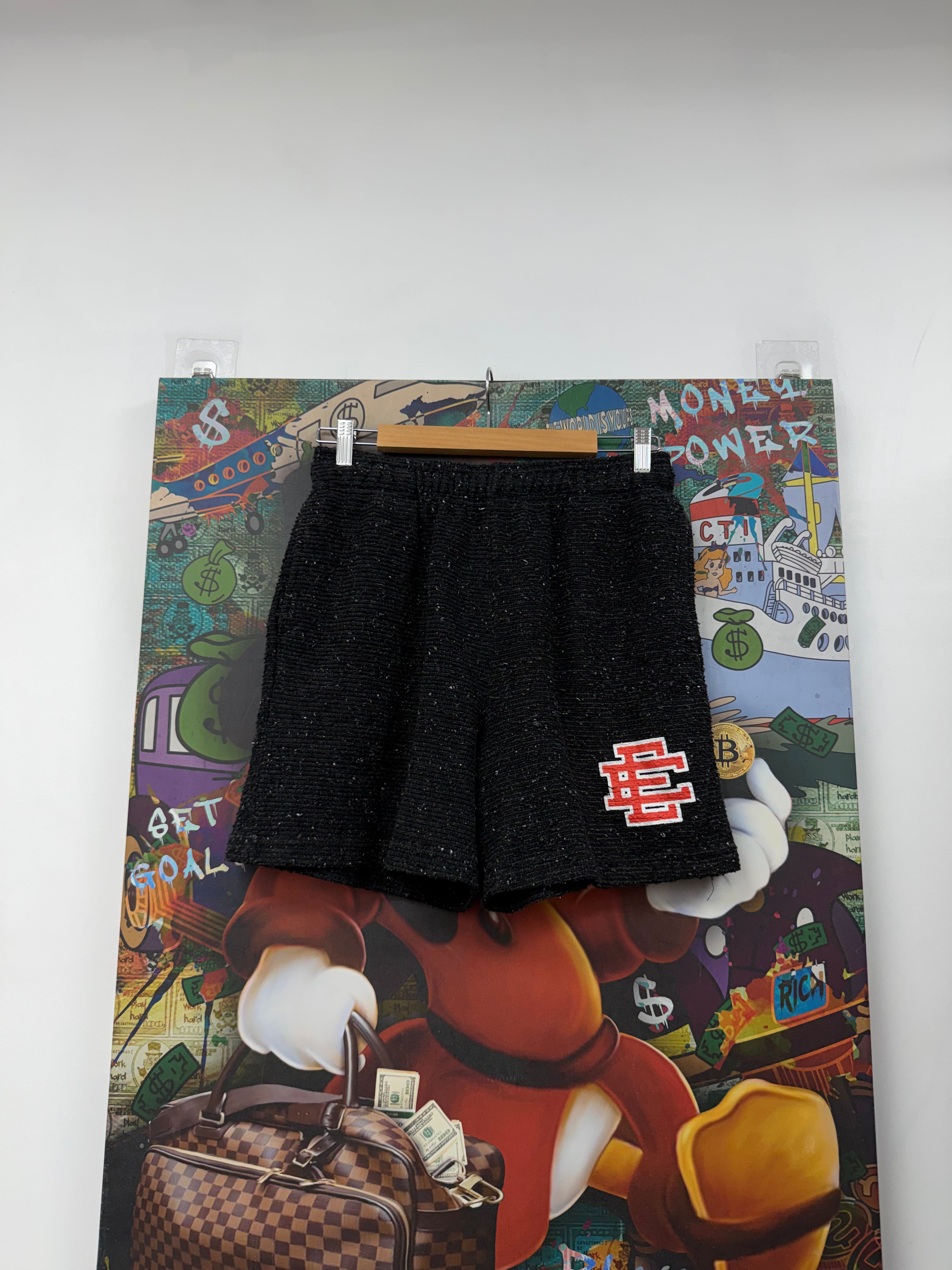 Eric Emanuel Black Red Boucle Shorts