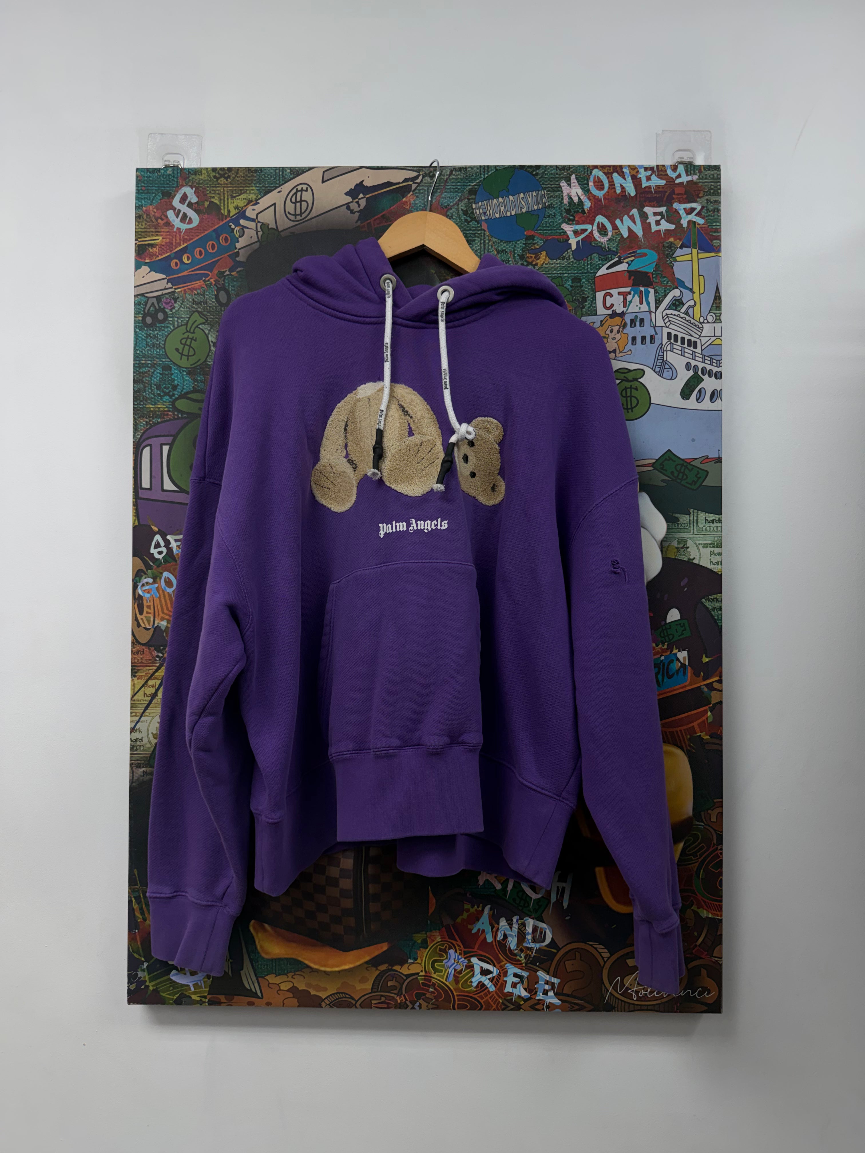 Palm Angels Teddy Bear Purple Hoodie