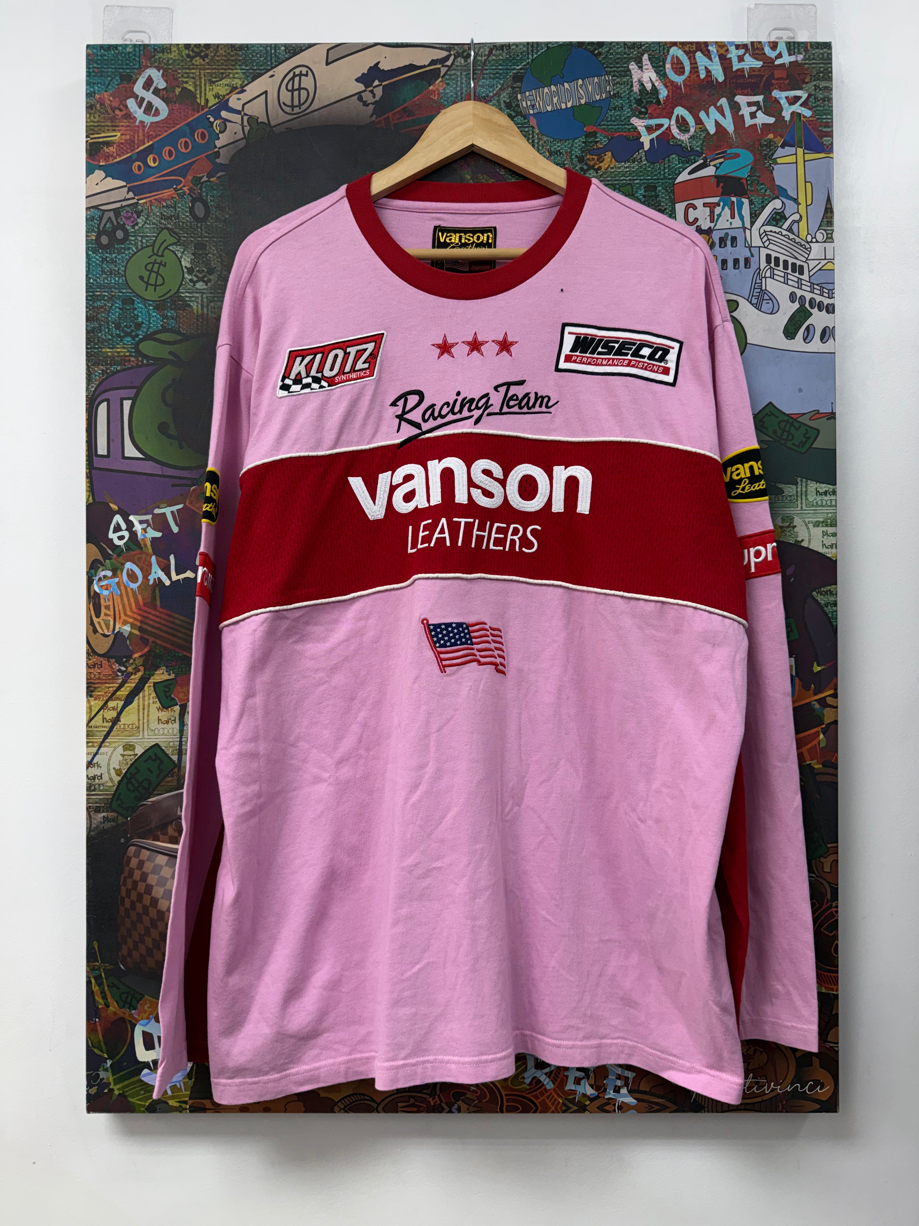 Supreme Vanson Pink Red Long Sleeve